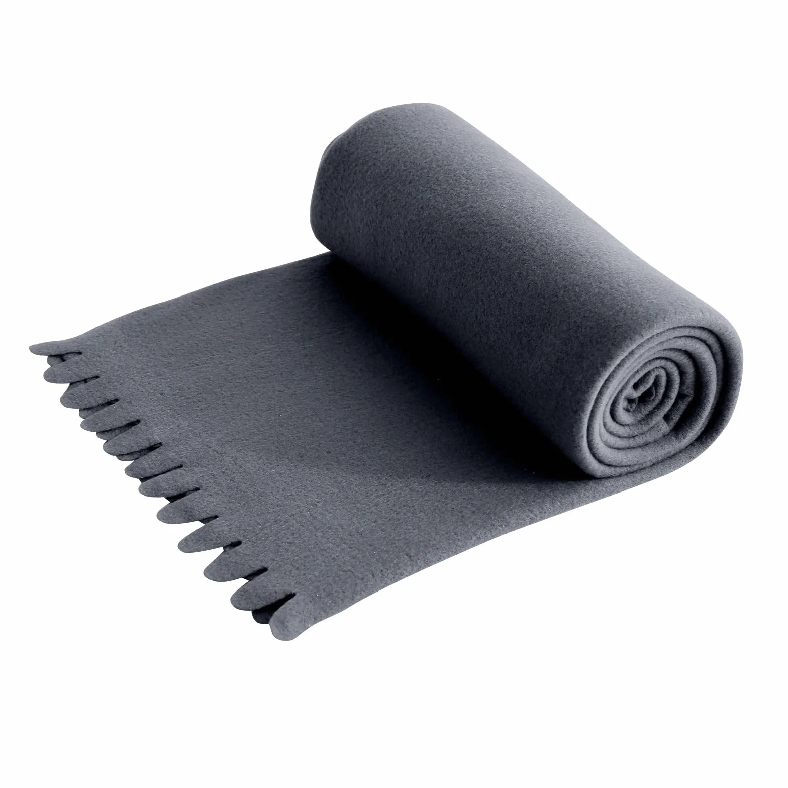 wometo Wave koc polarowy 120 x 160 cm – Öko-Tex ok. 300 g, miękki koc polarowy z falistym brzegiem, niemechacący się, szary