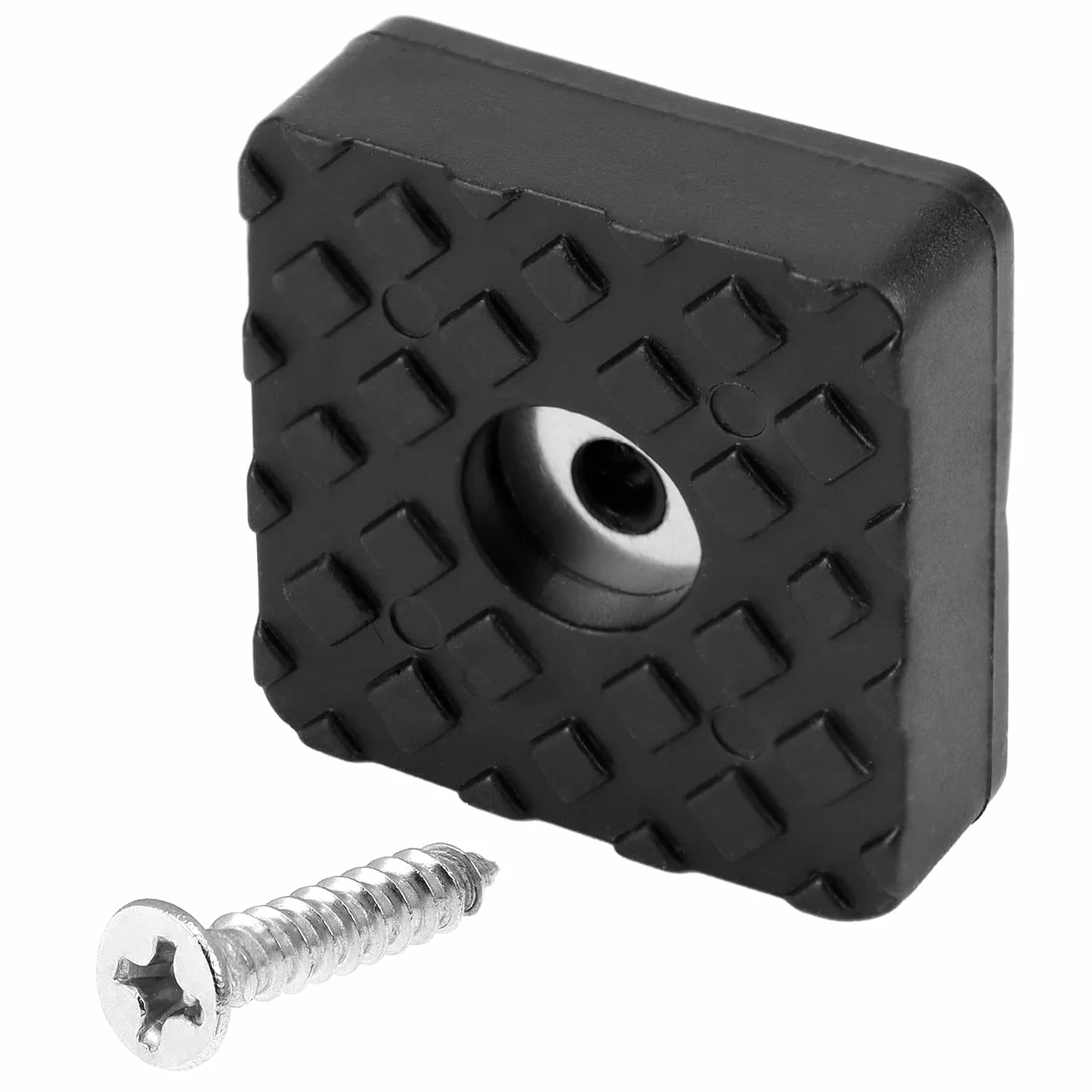 QWORK® Zestaw 18 kwadratowych gumowych nóżek przykręcanych 30 x 30 x 10 mm, antypoślizgowe gumowe odbojniki ze śrubą do mebli i podłóg, czarne
