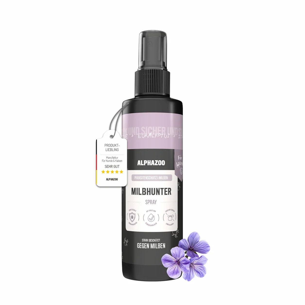 Alphazoo Milbhunter Spray dla psów 250 ml z eukaliptusem cytrynowym i geraniolem przeciwko roztoczom