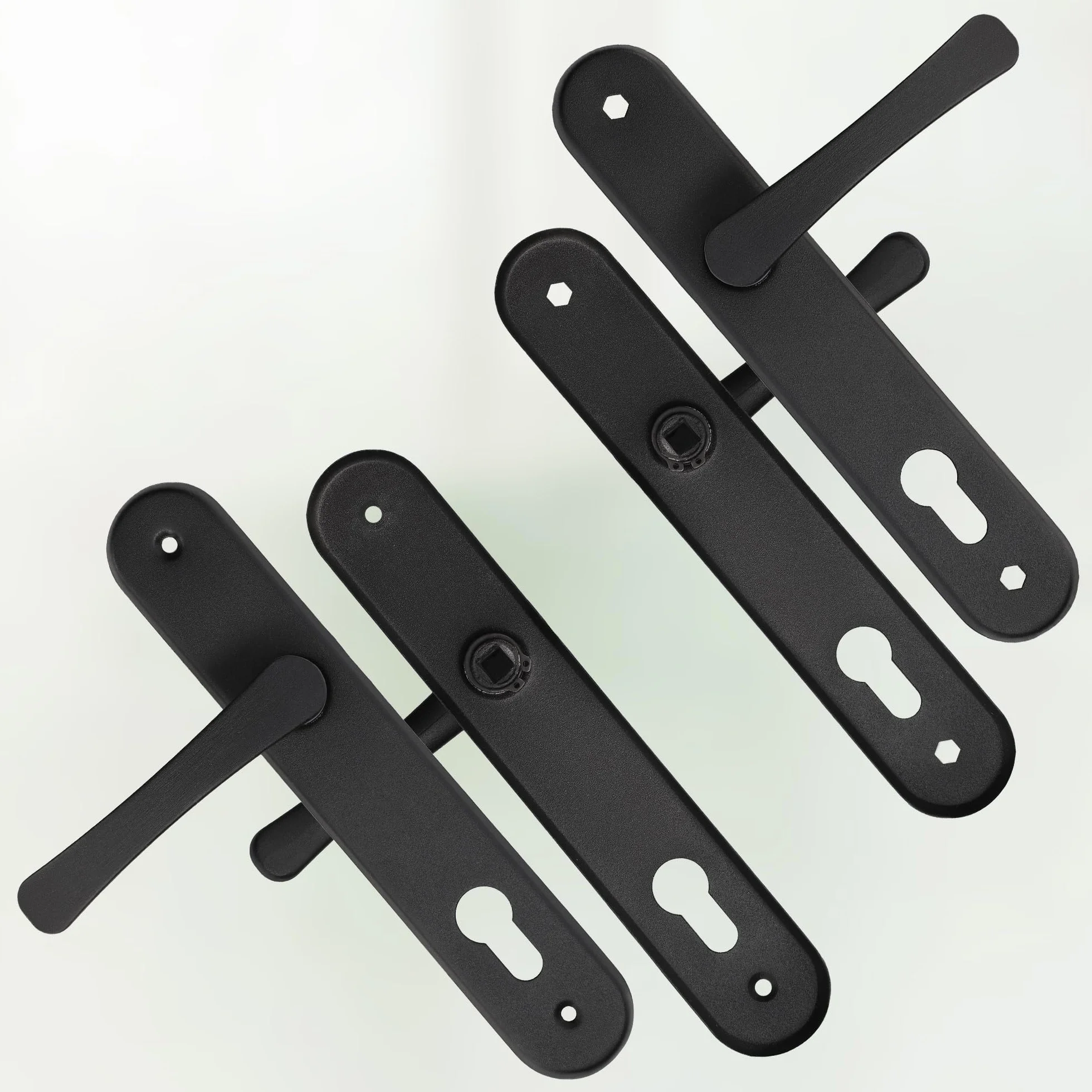 KOTARBAU® Klamka aluminiowa do drzwi 90mm czarna szyld długi przebicie: PZ wkładka