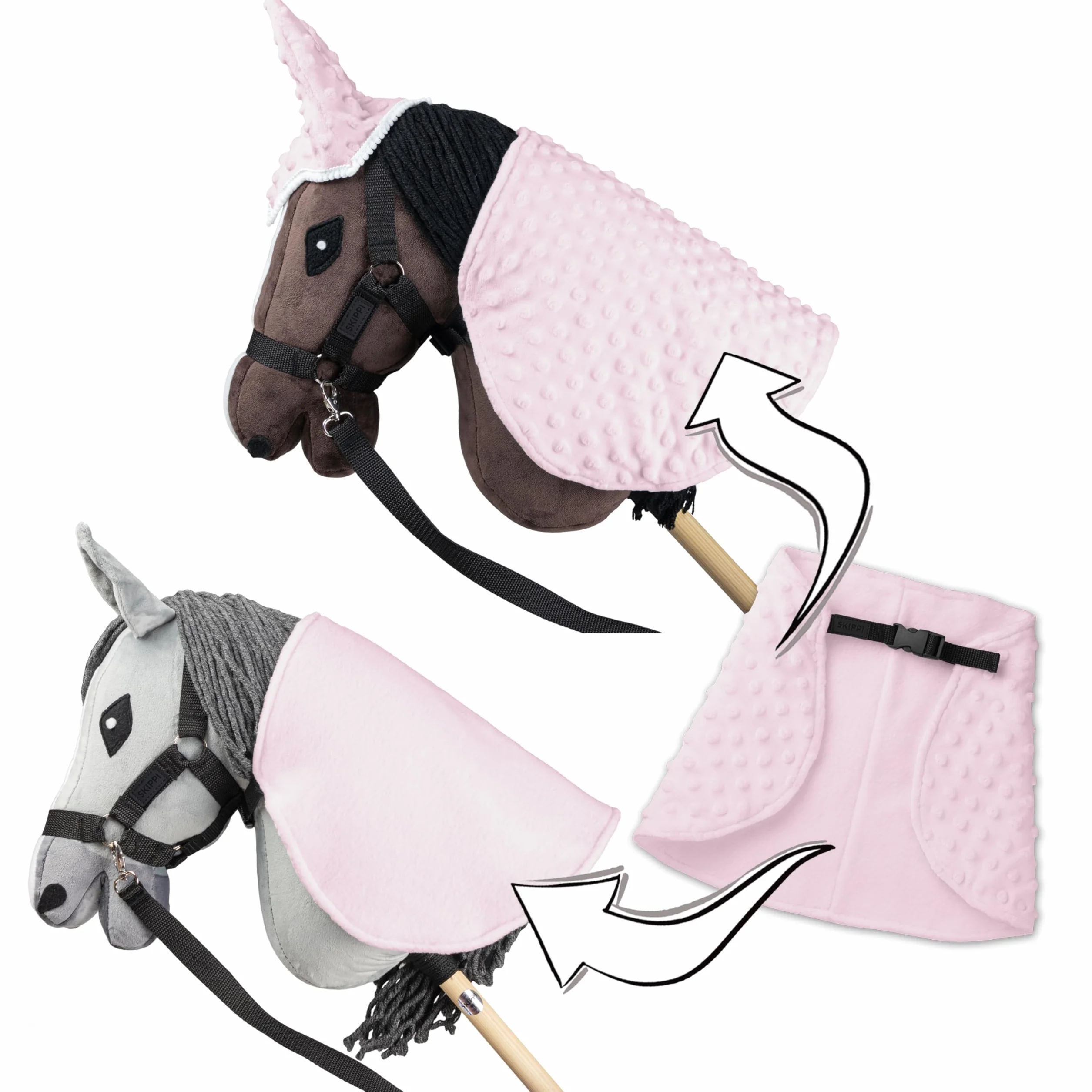 SKIPPI Derka i Nauszniki dla Hobby Horse - Różowa, Hobby Horse Akcesoria