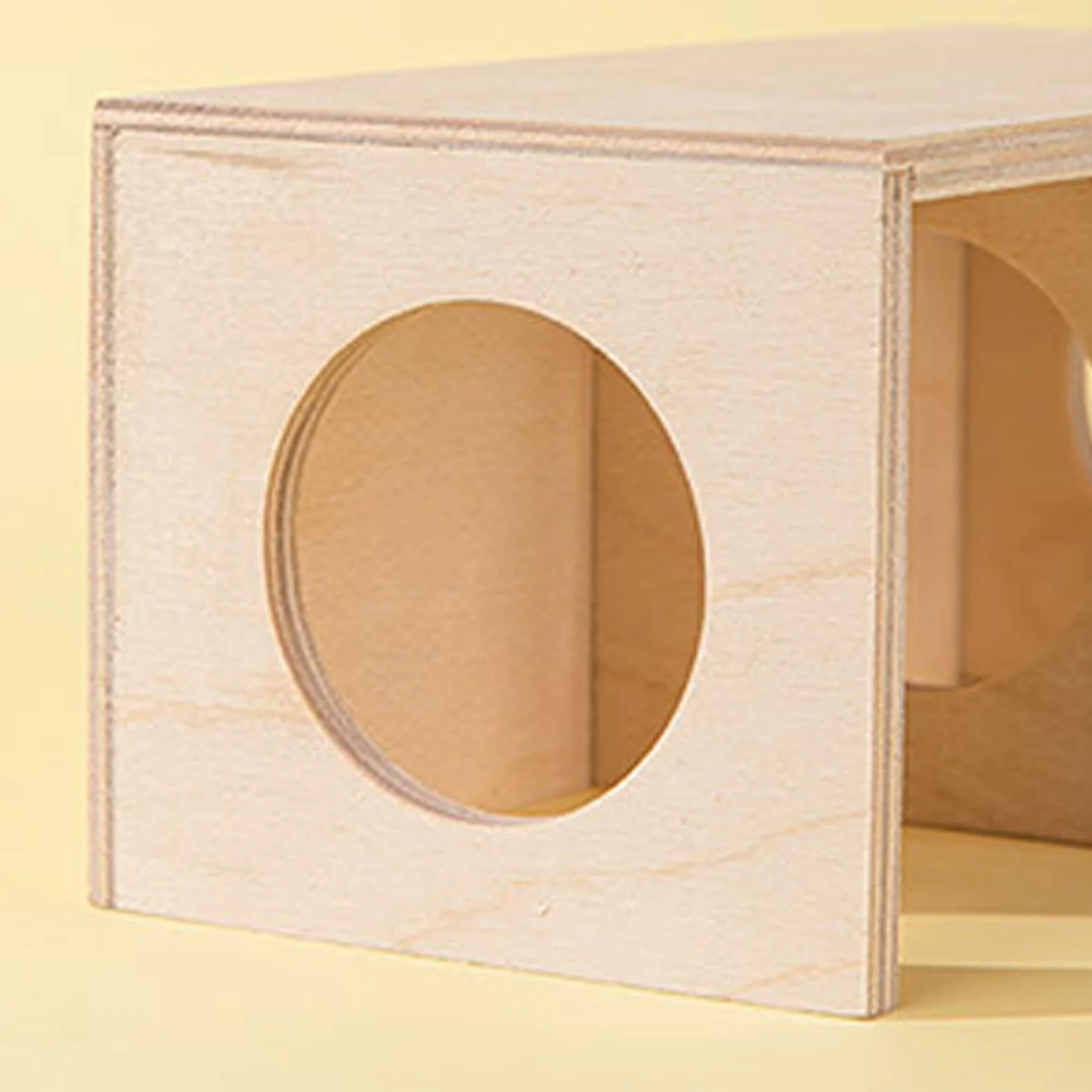 Wooden Hamster Conceal Habitat, 2-Chamber Multi-Room Small Animal Hiding Place, Natural Wood Hamster House and Maze, Cozy Shelter and Landscape Ornament for Hamsters, Gerbils,small Pets