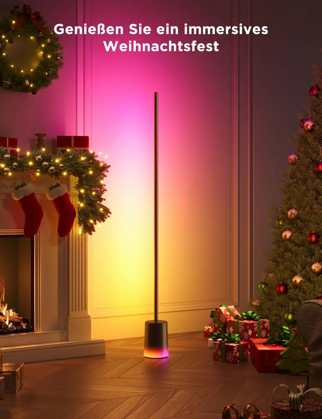 Govee Lampa stojąca LED, ściemniana, RGBIC, 1725 lm, do salonu, pracy z matą, 152 cm, RGBIC, nowoczesna czerń, 16 milionów kolorów, tryb muzyczny do dekoracji sypialni, pokoju zabaw