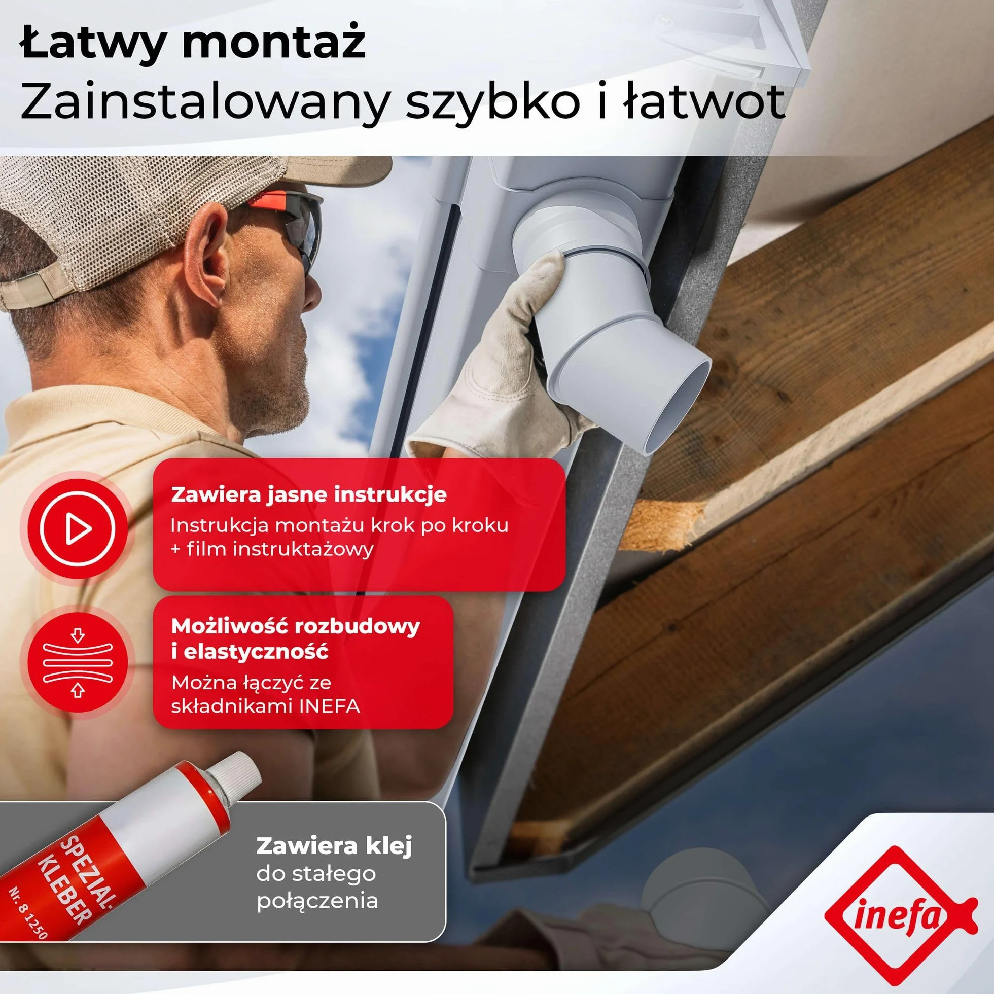 INEFA zestaw rynnowy NW68 68 mm rynna skrzynkowa 5 m brązowa PVC-U