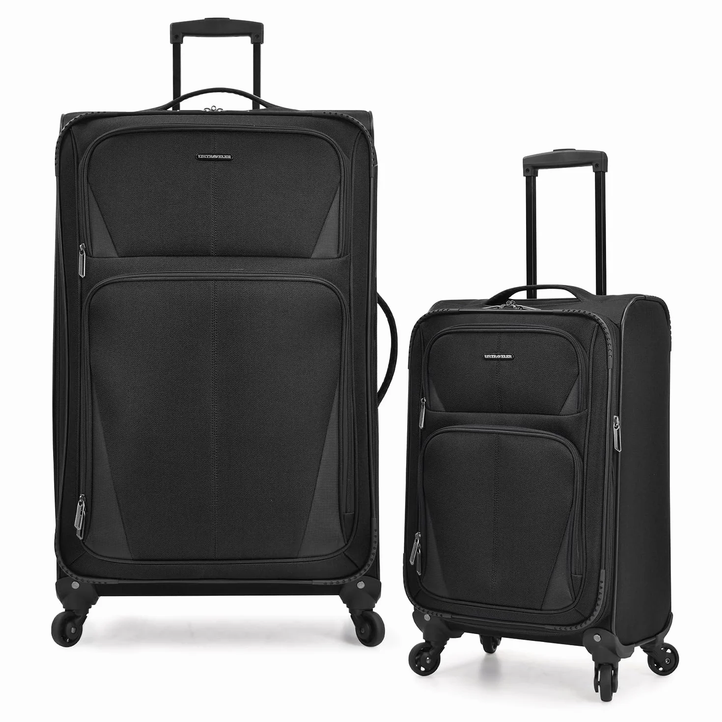 U.S. Traveler Aviron Bay rozkładany bagaż Softside z kołami obrotowymi, Czarny, 2 Piece Luggage, Aviron Bay rozkładany bagaż Softside z kołami obrotowymi