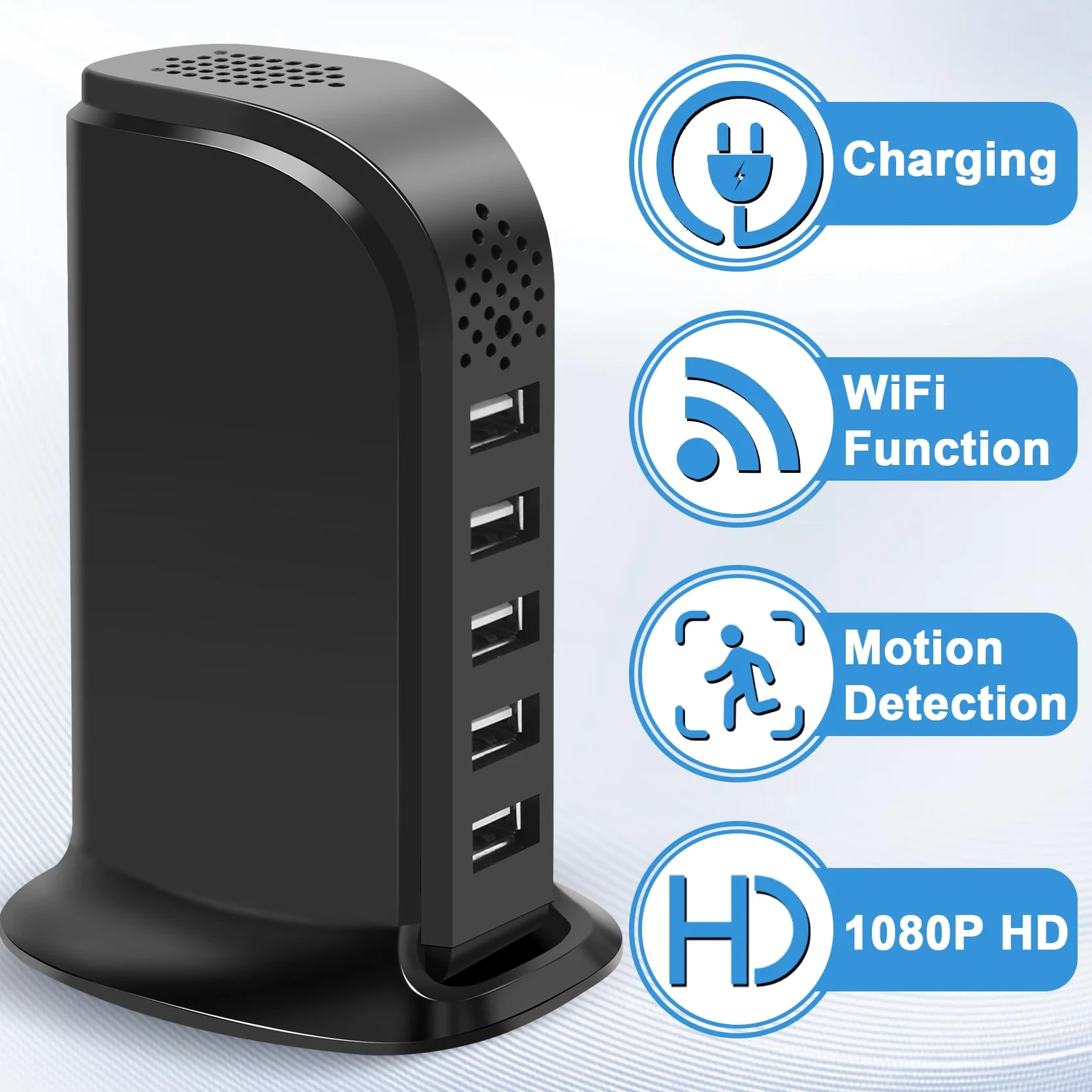 Bezprzewodowa ładowarka USB kamera z wykrywaniem ruchu, kamera bezpieczeństwa w domu | Rejestrator wideo 1080P, bezprzewodowa mała kamera dla zwierząt domowych i bezpieczeństwa domowego, aplikacja na telefon