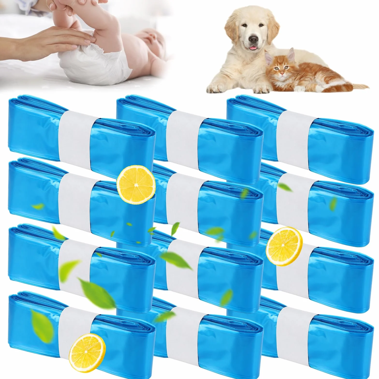 Farerkass Littycat kasety uzupełniające, 12 sztuk, 4,5 m, folia uzupełniająca, wiaderko na pieluchy, kasety uzupełniające, kompatybilne z Tommee Tippee, Angelcare, ośmiokątne wiaderko na pieluchy,