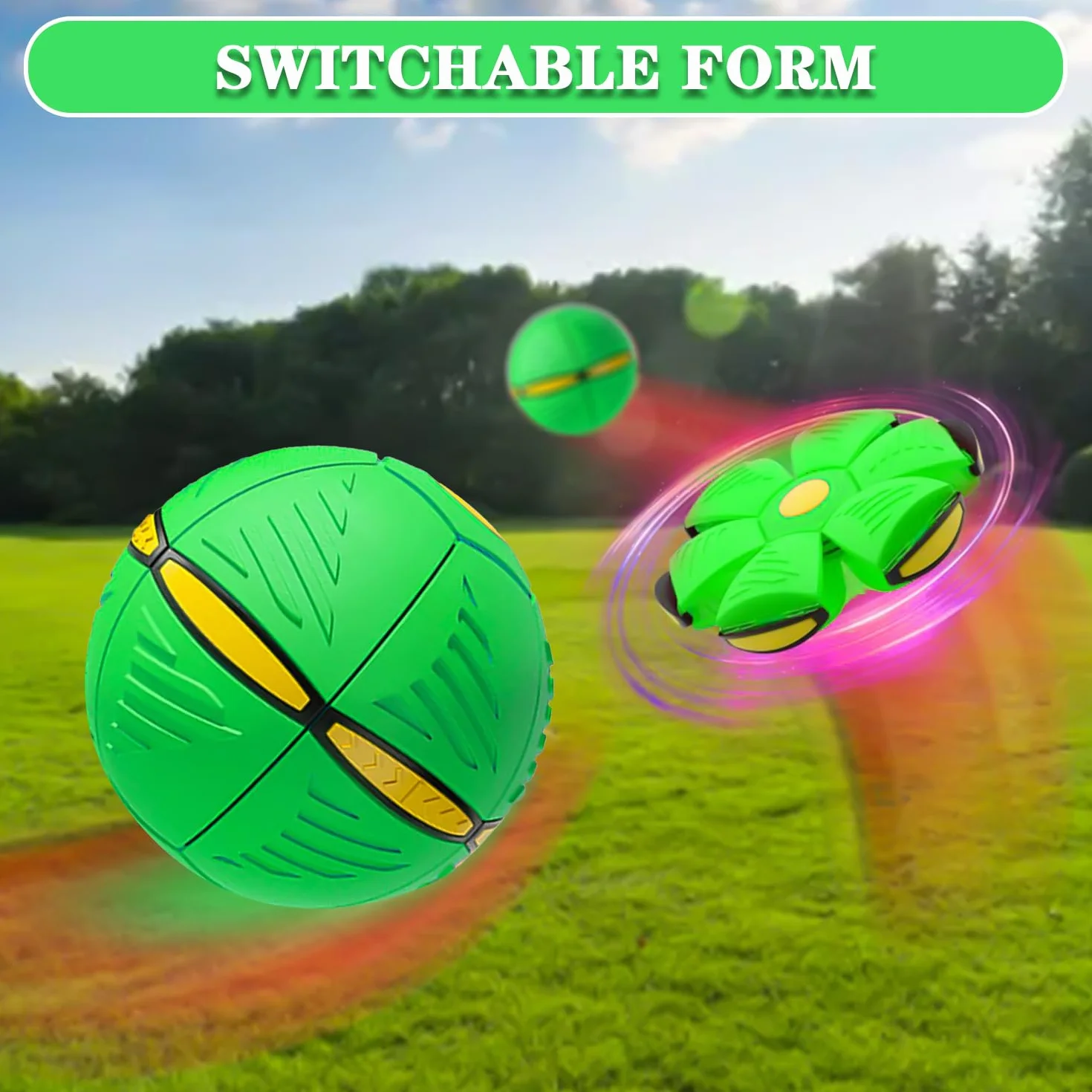 Frisbee piłka dla zwierząt domowych, zabawka outdoorowa, latająca piłka ssąca dla psów, interaktywna zabawka dla psa, frisbee, do treningu psa, rzucania, łapania, zielona