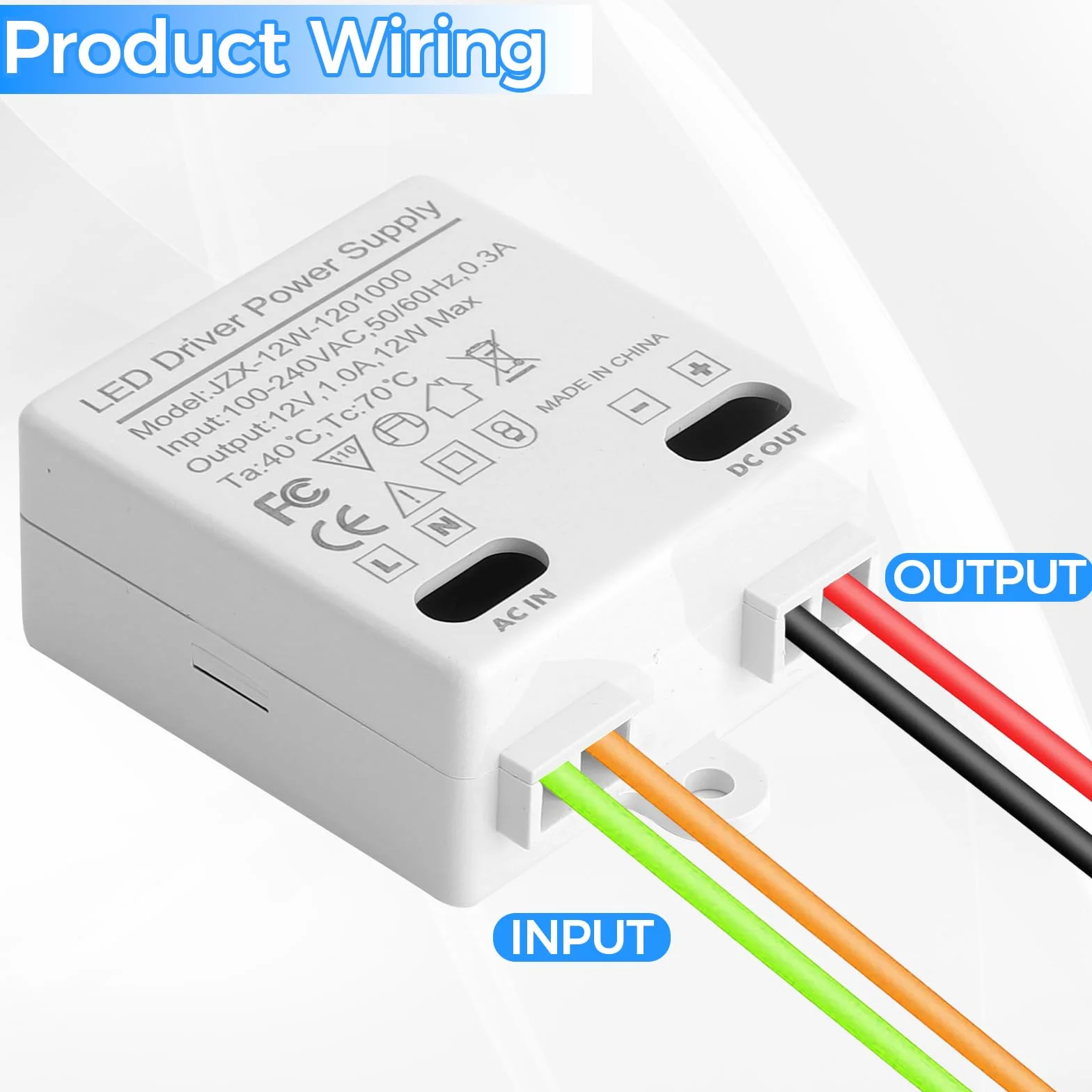 2 szt. LED Mini 12 V/DC 12 W transformator sterownik prądu stałego, 0-10 W do oświetlenia lamp, transformator elektroniczny
