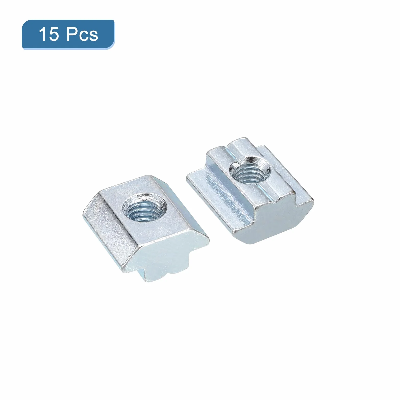 QUARKZMAN Nakrętki T 15 szt. – niklowane śruby ze stali węglowej T Slot 4545 seria M8 głowica młotka środki mocujące nakrętki ślizgowe T do aluminiowych wyciskarek profilu (srebrne)