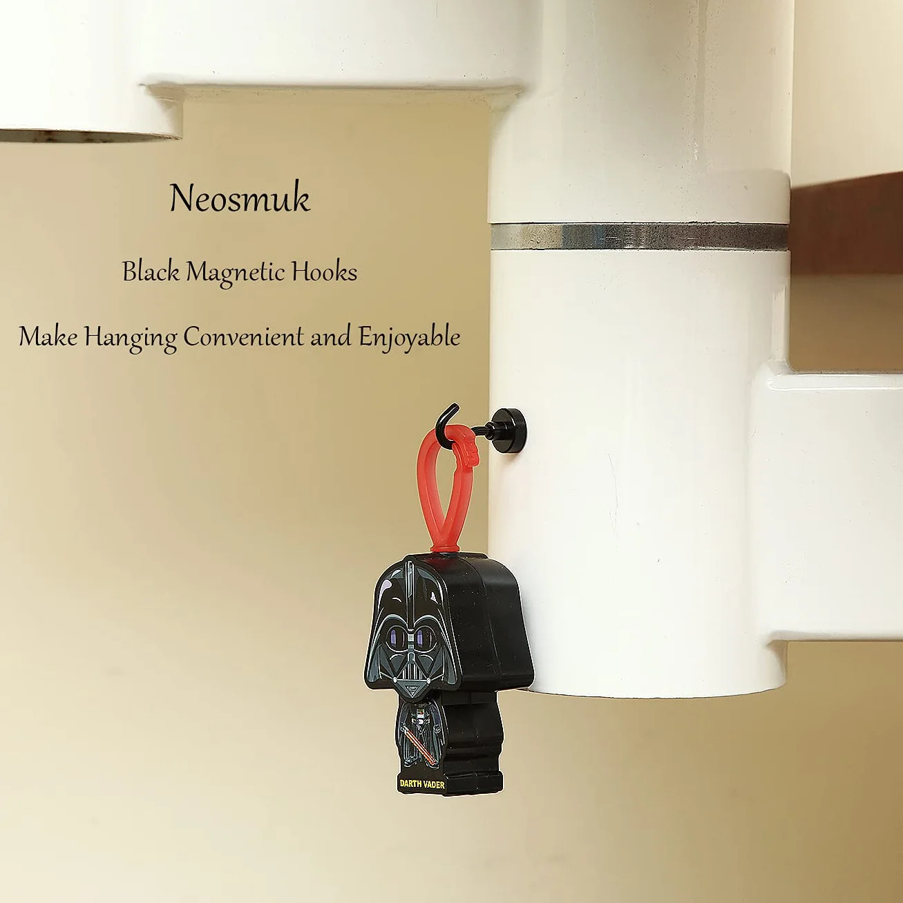 Neosmuk Czarne haczyki magnetyczne, 10 kg + wytrzymałe magnesy z haczykiem na lodówkę, bardzo mocny super hak do zawieszenia, magnetyczny wieszak na zasłony, grill, ręcznik, sufit, 6 sztuk