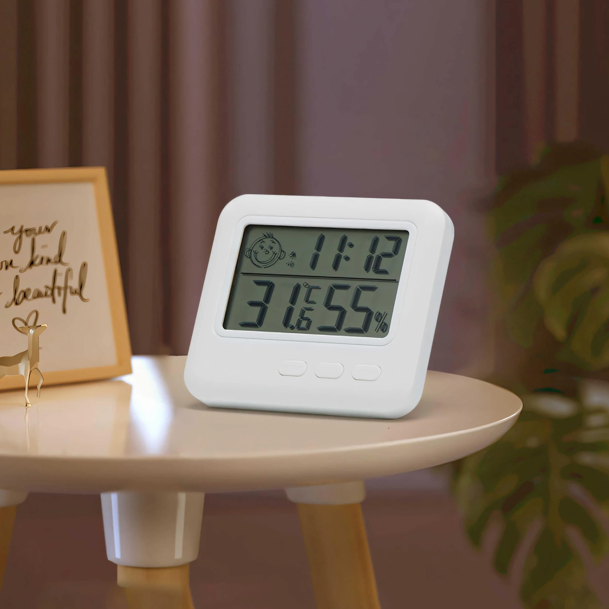 Retoo Termometr, Higrometr do wnętrz, monitor temperatury, pokojowy, miernik wilgotności, zasilanie bateryjne, duży, LCD do biur, domu, dla gadów, biały, kolor
