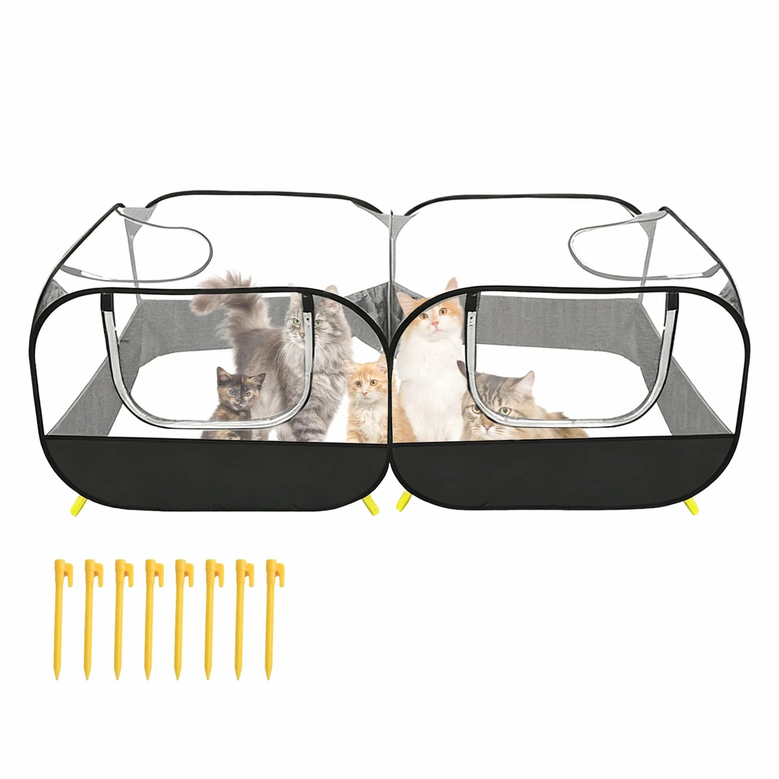 Kitten Playpen - Foldable Cat Enclosure for Indoor Outdoor Travel | Mesh and Sunproof with Cover, Foldable Mesh, Portable Pet Cage for Lawn Garden Yard Small Animal Safe Play Area