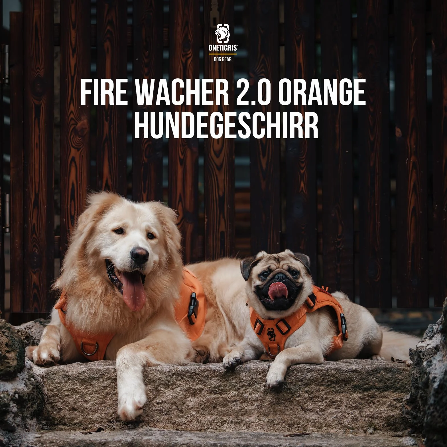 OneTigris Uprząż dla małych psów, FIRE Watcher, uprząż taktyczna z uchwytami i pierścieniem D, No Pull, regulowana, uprząż piersiowa do wędrówek i treningu (XXS, pomarańczowa)