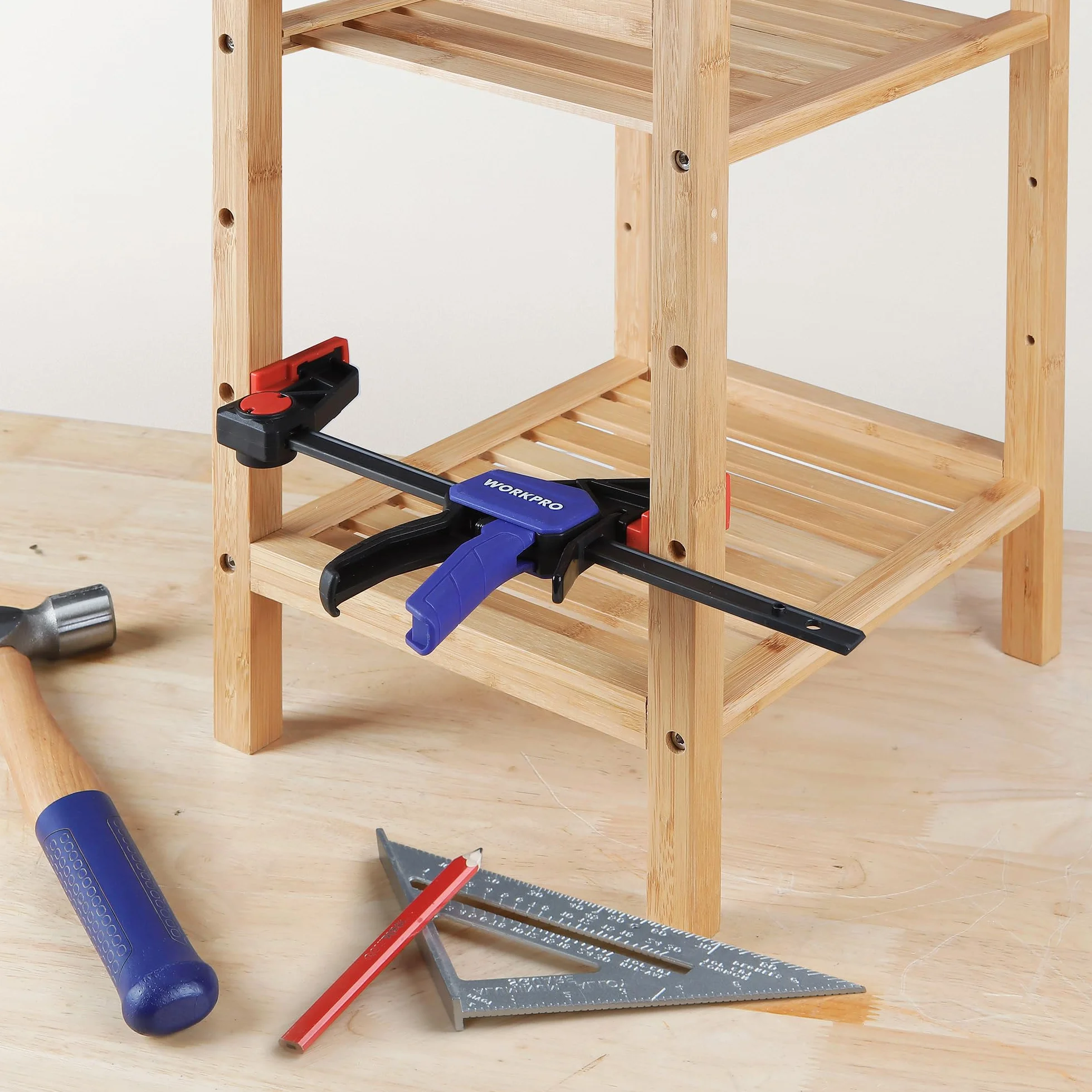 WORKPRO Zestaw zacisków jednoręcznych 150 mm, siła zacisku 68 kg, stal i nylon