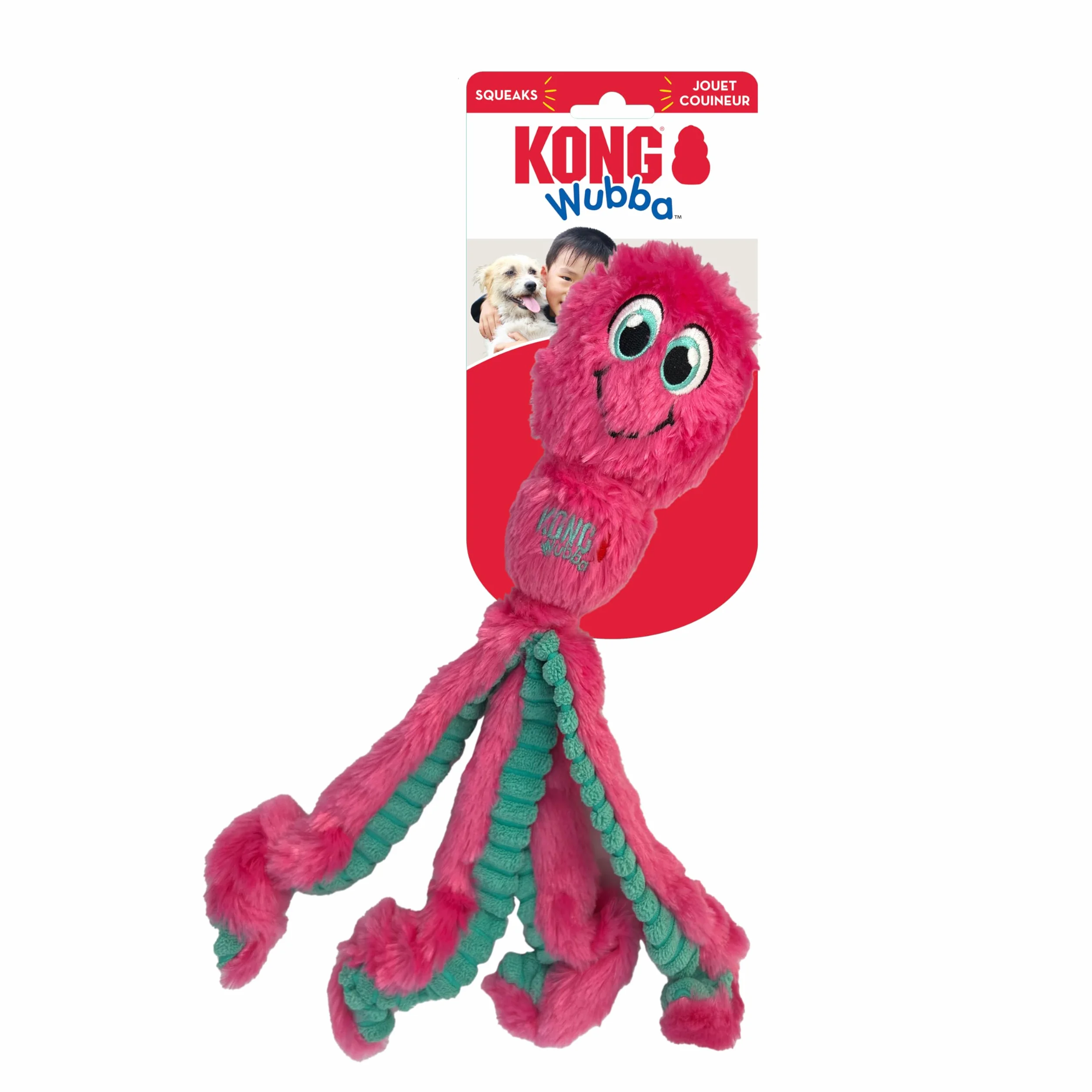 KONG Wubba ośmiornica holownik i wyciąganie piszczący pies zabawka różne kolory (duża)