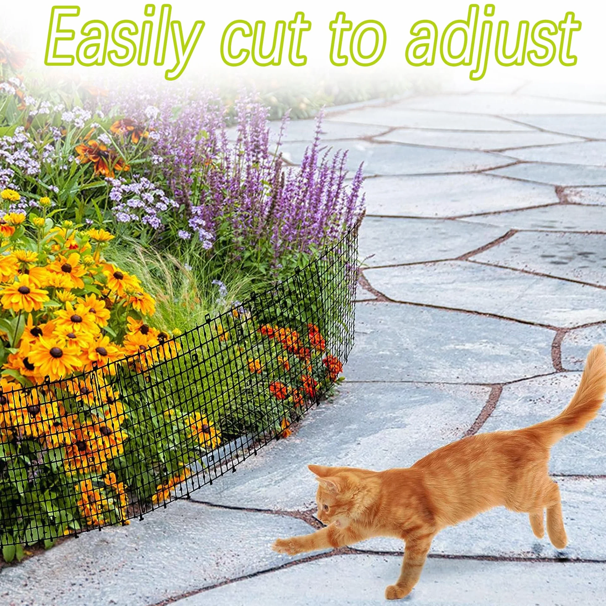 Koty Scat Mats, 4mx30cm Prickle Strip Dig Stopper z kolcami odstraszającymi, Koty odstraszające maty Scat Mats, Anti Cat Dog Detergent Fox do ogrodzenia ogrodzenia Można ciąć i łączyć(Biały)
