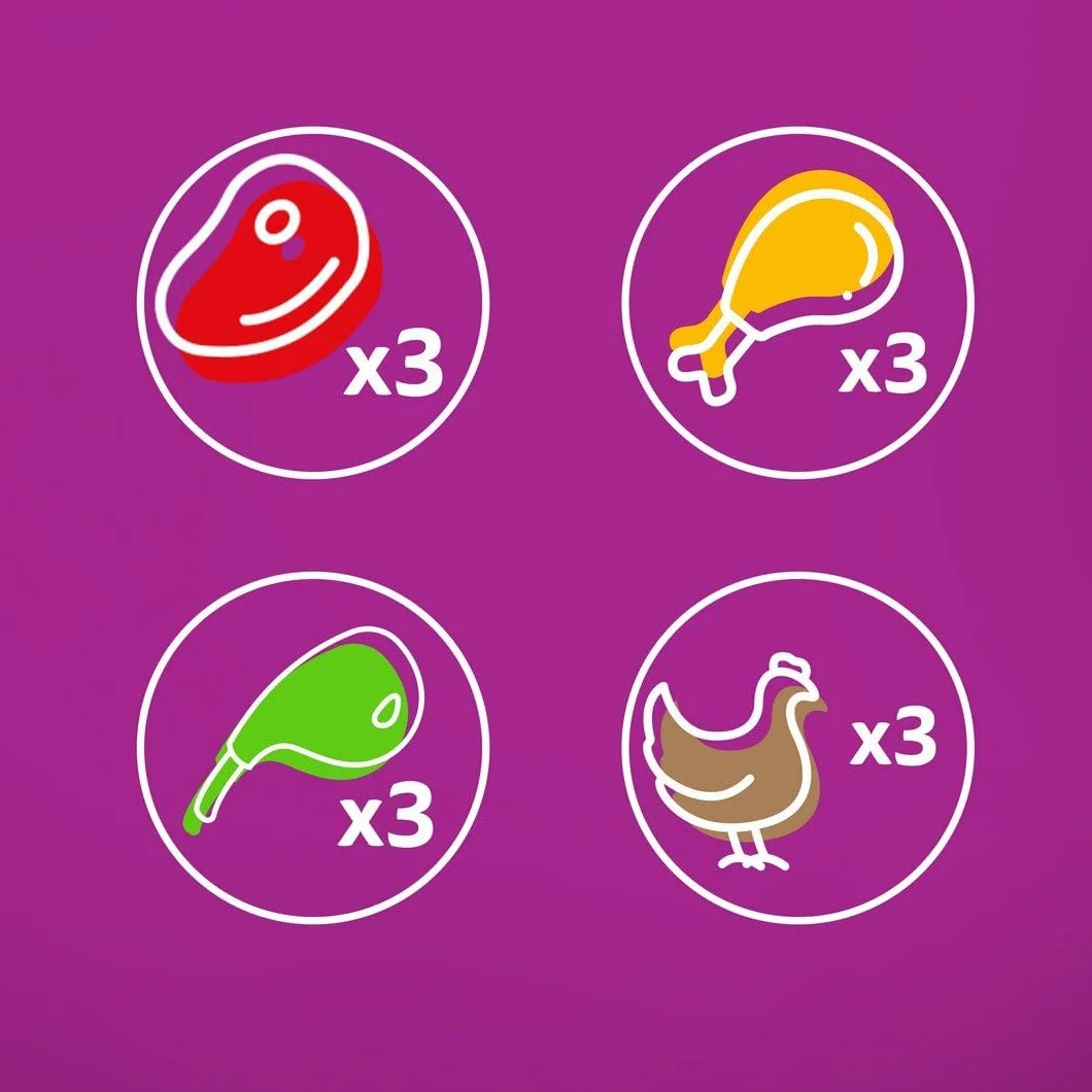 WHISKAS Posiłki dla kotów - 48 saszetek świeżości (zestaw 2 opakowań 24 x 85 g), klasyczne posiłki (4 odmiany), pasta dla dorosłych kotów w sosie. Pełna, mokra karma odpowiednia również dla kotów