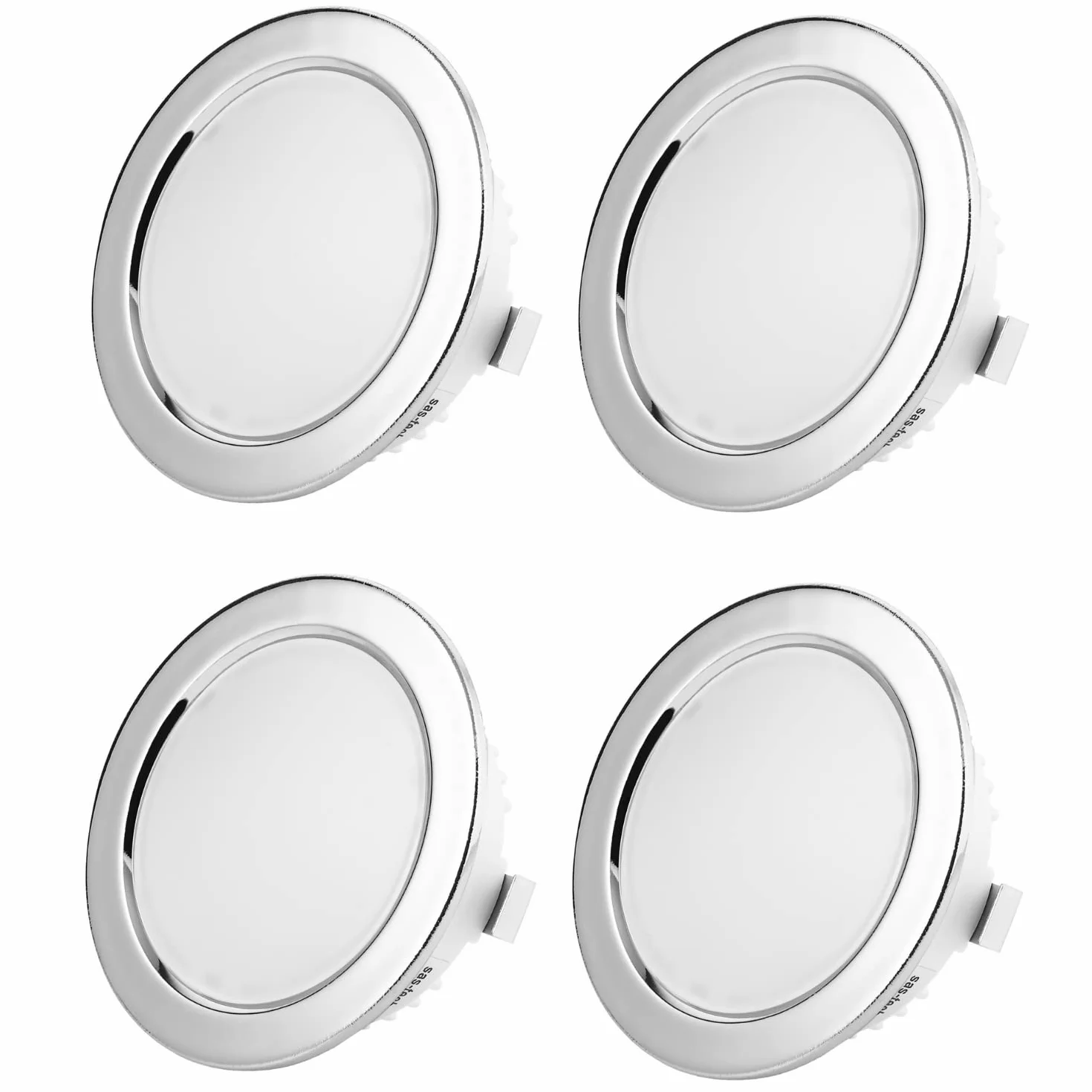 sweet-led zestaw 4 szt. mini ultra płaskie okrągłe lampy meblowe do zabudowy, IP44 ochrona przed pryskającą wodą - wilgotne pomieszczenia, wpuszczany reflektor LED do mebli w kuchni i łazience, reflektor punktowy spot, ledowe oczko 250 lumenów 3.5W 12 V (