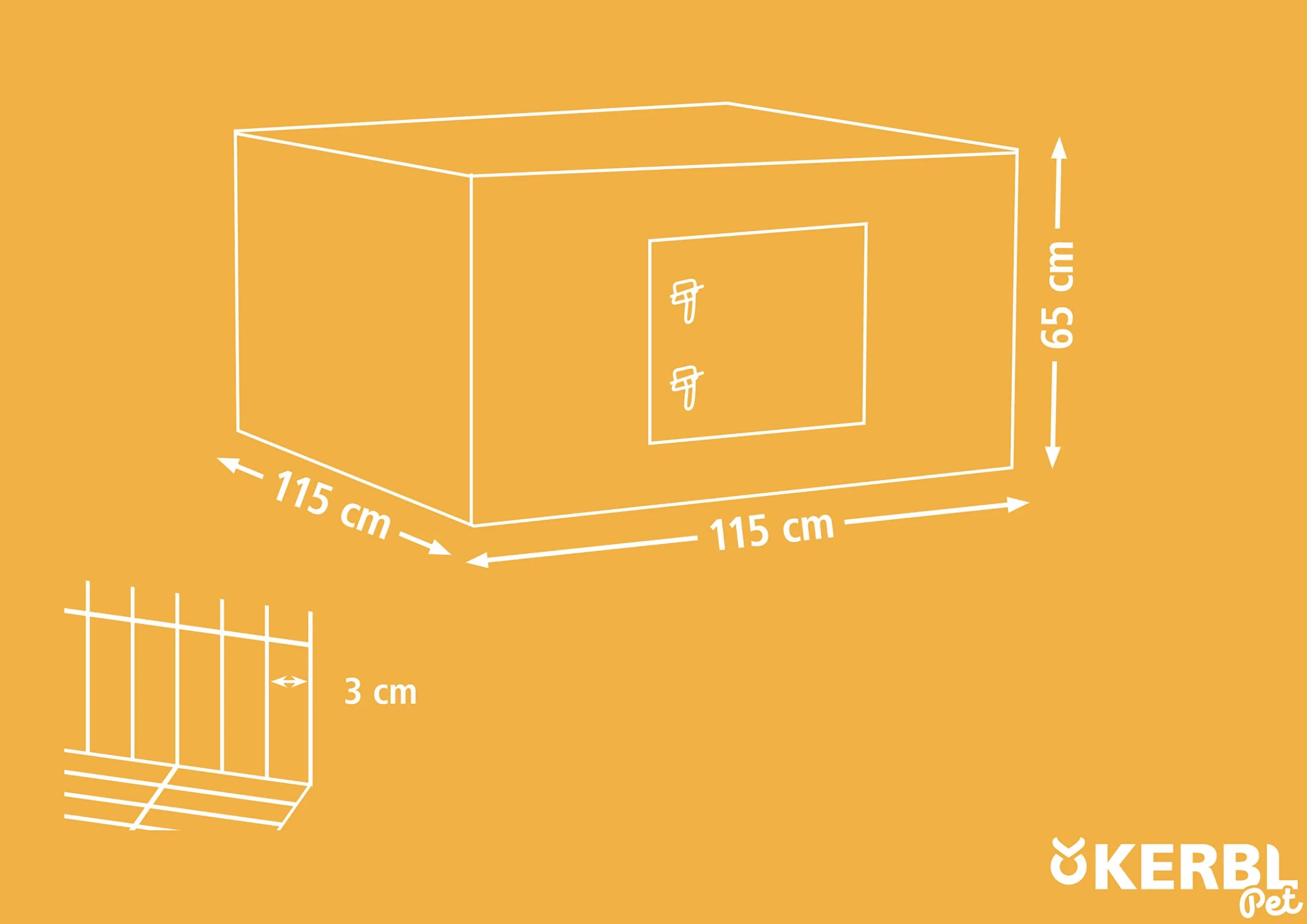 KERBL PET Wybieg z blokadą 115 x 115 x 65 cm siatka ochronna