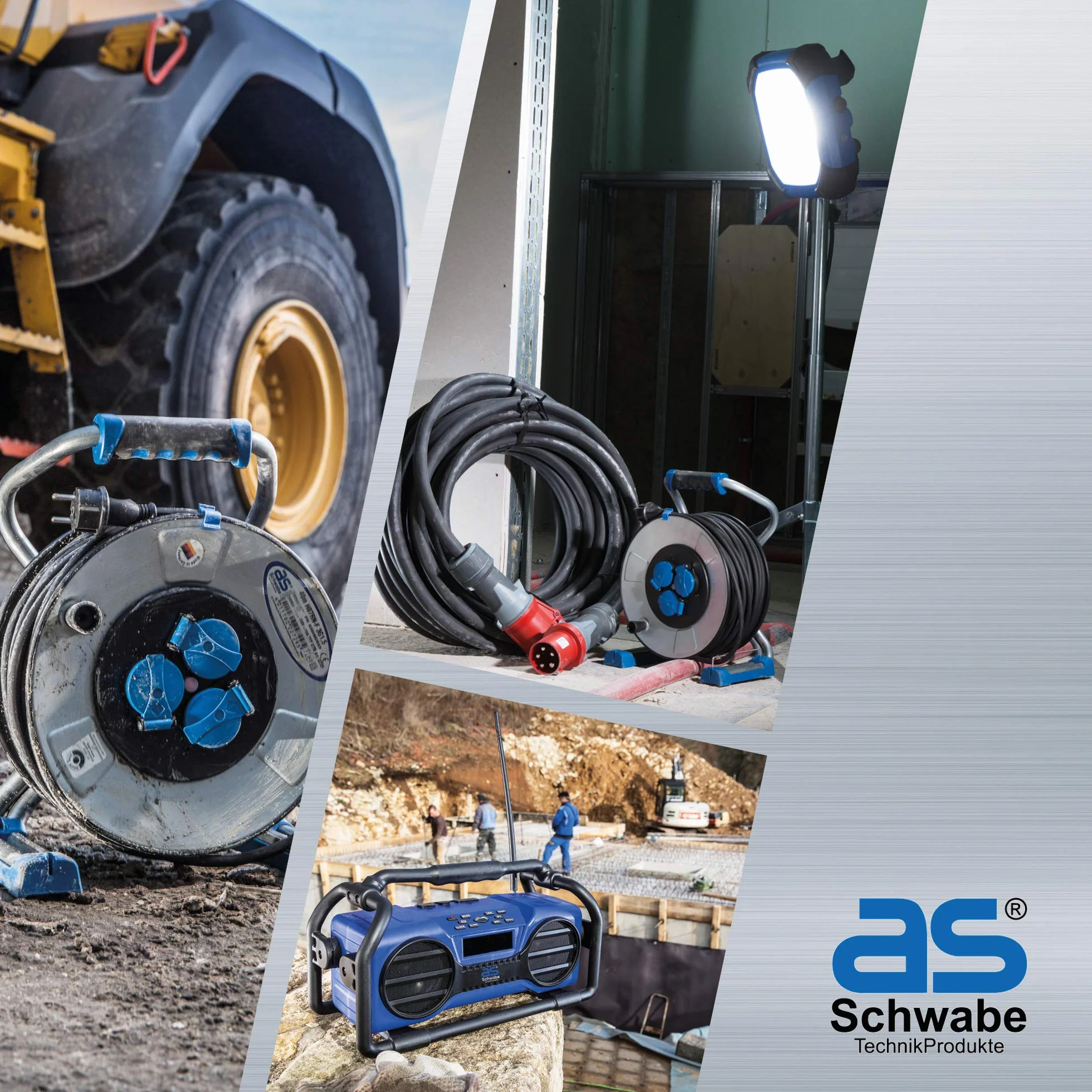 Schwabe Starkstromverlängerung 400 V 32 A CEE-Stecker CEE-Kupplung IP44 50 m Verlängerungsleitung 5-polig Schwarz