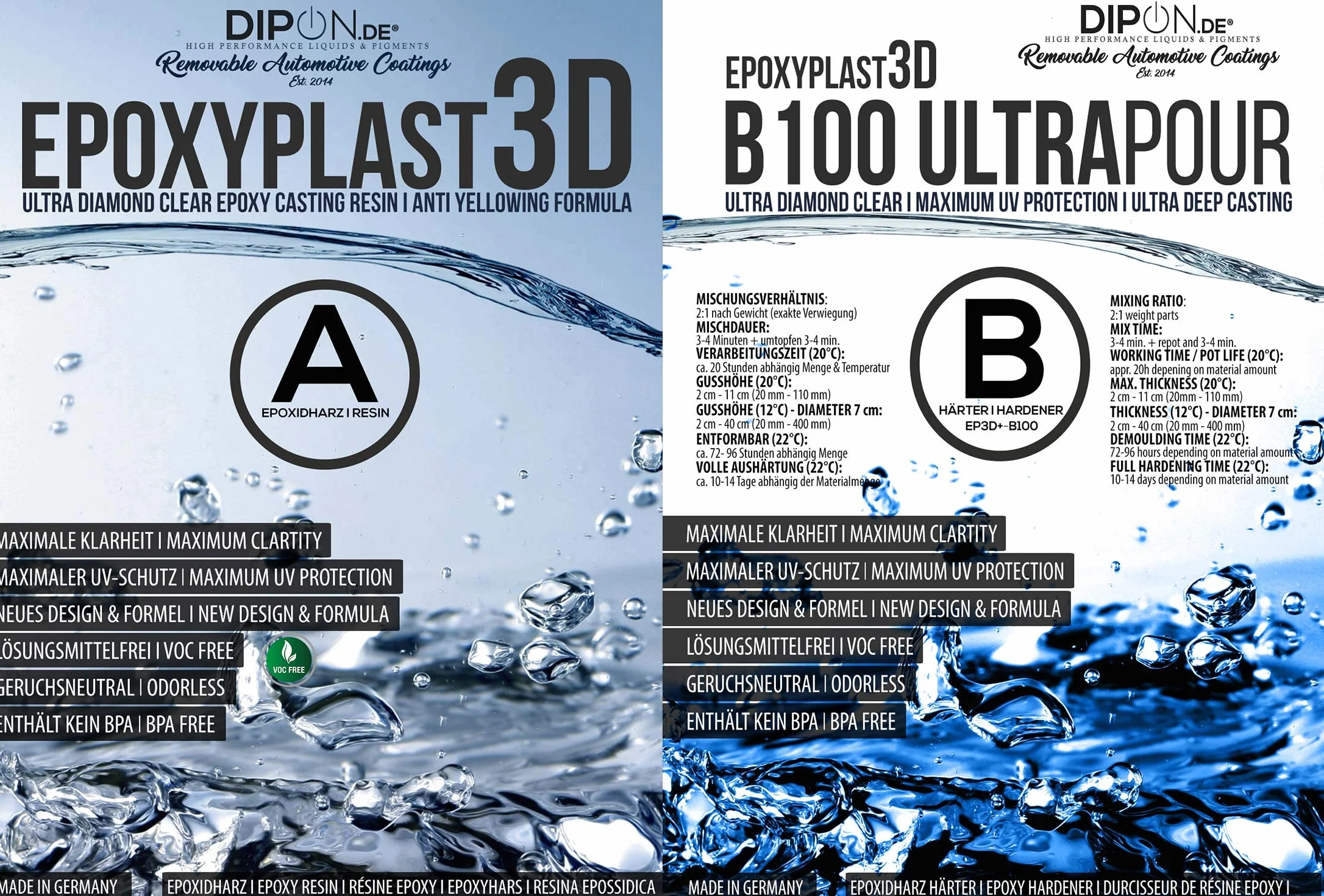 15 kg żywica epoksydowa 3D B100 Ultra POUR 11 cm (110 mm) wysokość odlewania dla rywertycznych I ultra diamentowa I maksymalna ochrona UV I żywica odlewnicza I przezroczysta I żywica epoksydowa I stół