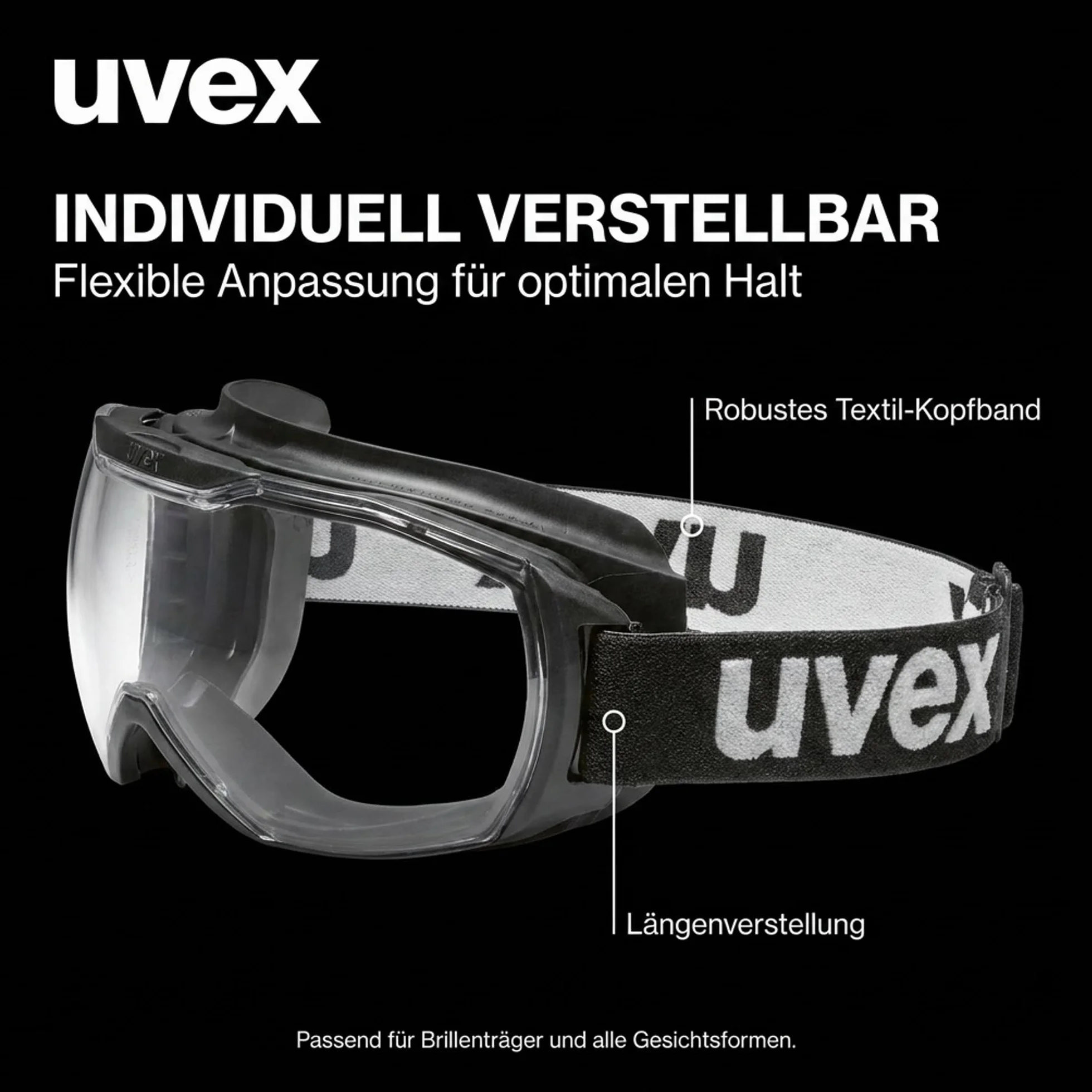 Uvex Megasonic Okulary ochronne dla osób noszących okulary odporne na zaparowanie i zarysowania