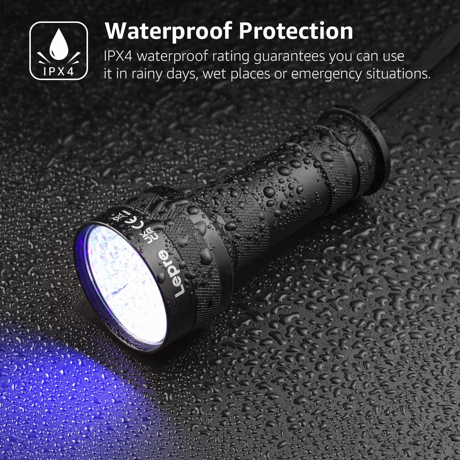 Lepro Latarka UV 51 LED 395 nm, Wykrywacz Czarnego Światła do Moczu Zwierząt