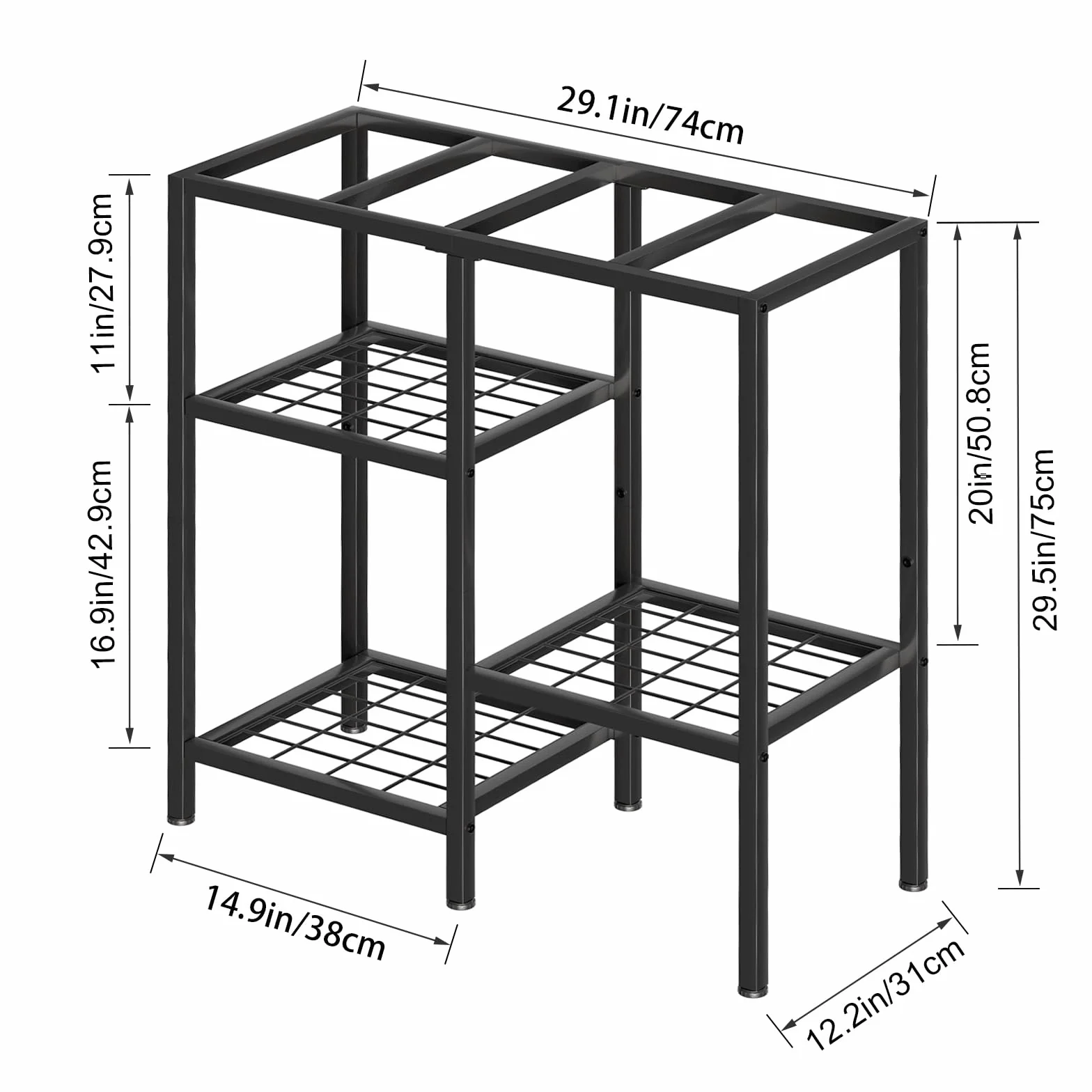 CADUKE Stojak do akwarium, metalowy stojak na akwarium, stojak na akcesoria do akwarium, 3-poziomowy stojak terrarium z żółwiem, gadami, do salonu, biura