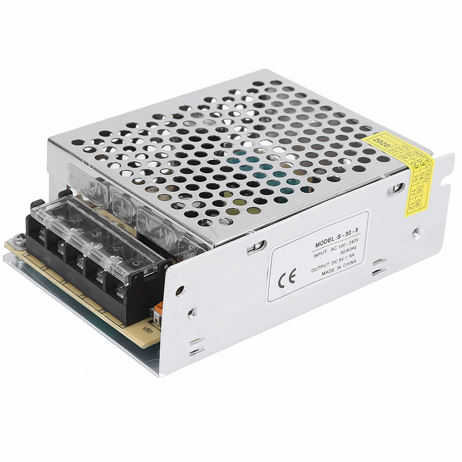 DC5V zasilacz adapter sterownika stop aluminium zasilacz przełączany wyposażenie LED reulated transformator do LED (S-30-5(5V/6A/30W) AC100-240V)