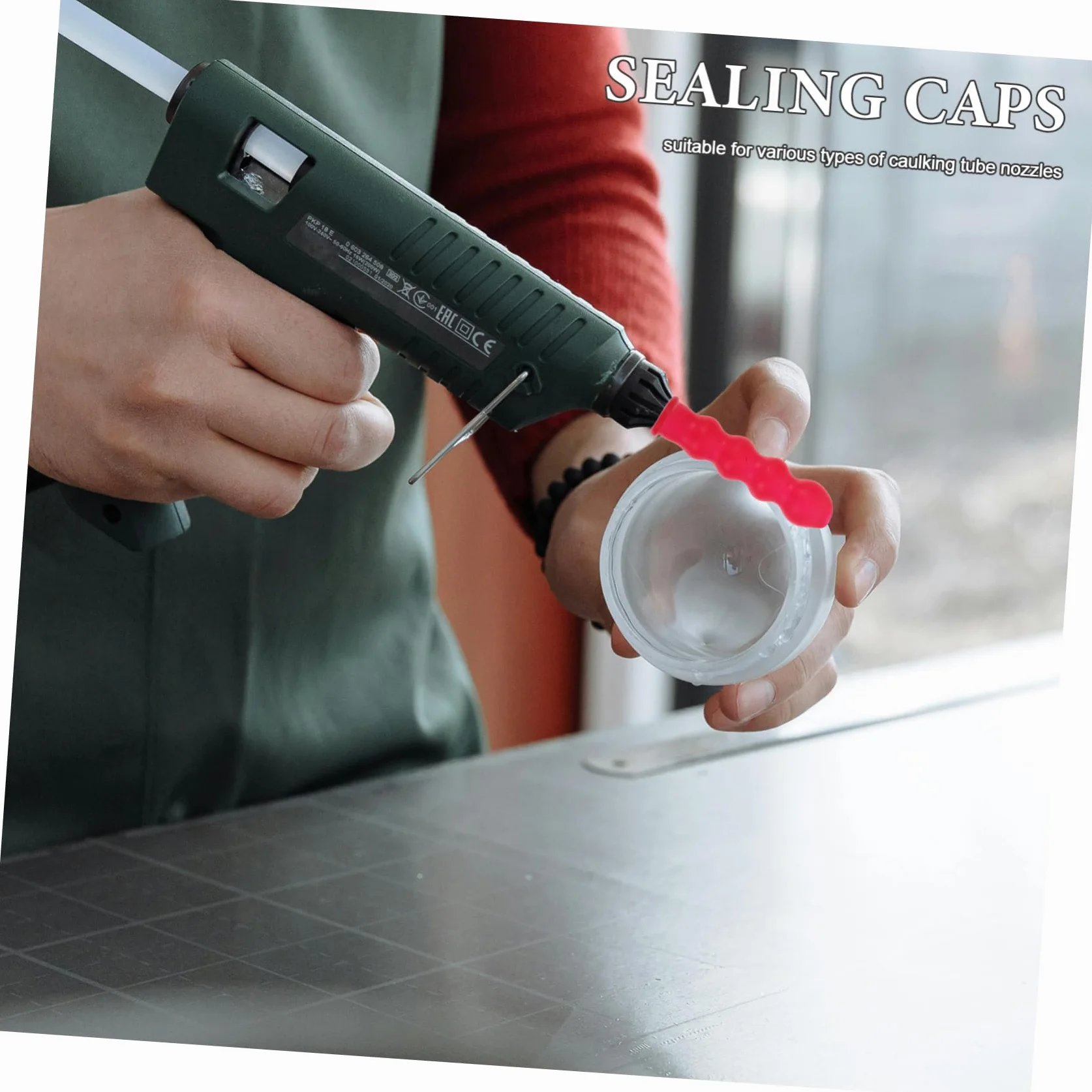 Cabilock 30 Szt. Caulk Saver Cap Narzędzie Do Wykańczania Caulk Saver Caps Uszczelniające Osłony Rur Zakrętki Do Uszczelniania I Konserwowania Czerwony