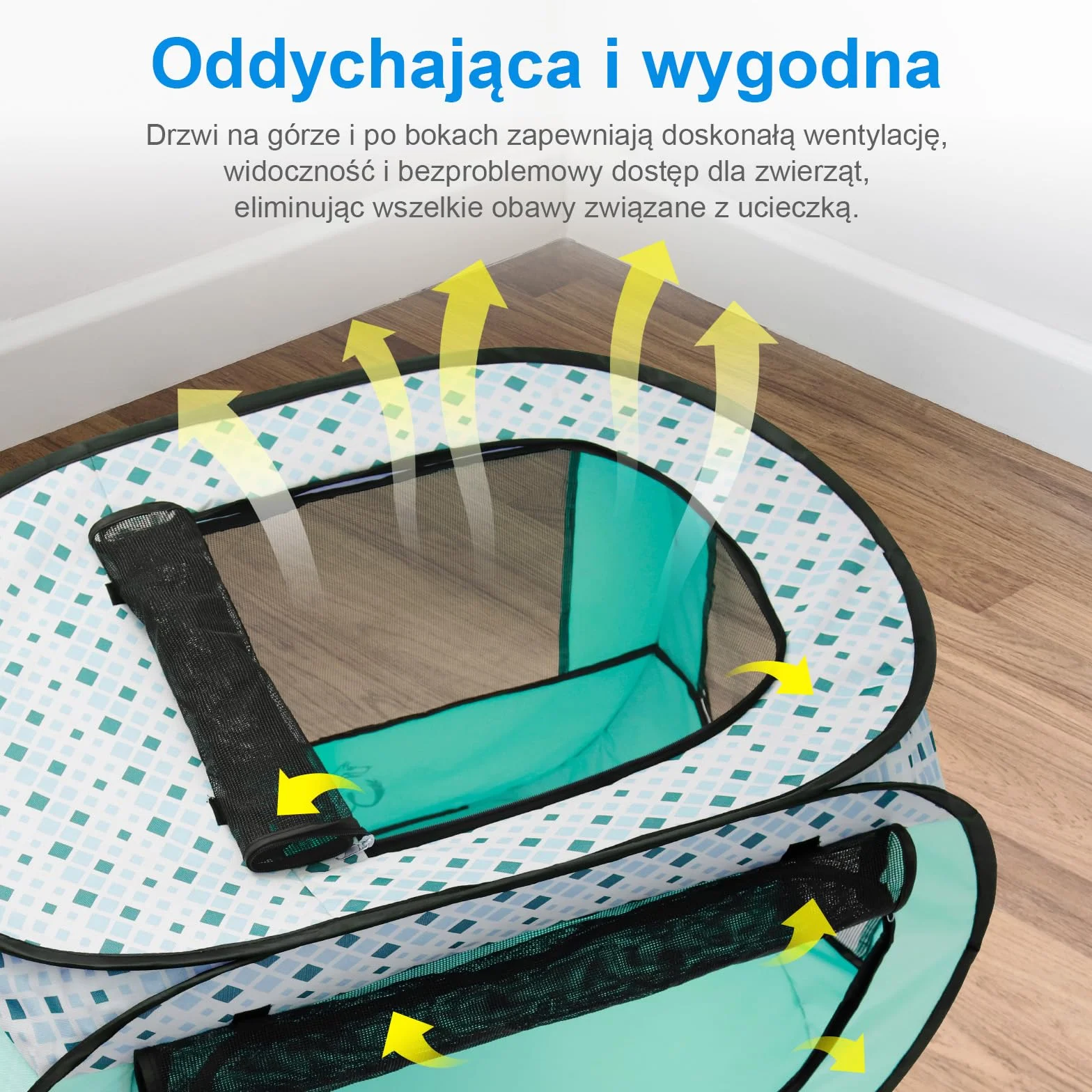 Wolfwise kojec dla zwierząt, przenośna klatka, 600D Oxford, przenośna klatka dla szczeniąt, klatka dla kota do użytku na zewnątrz podczas podróży kempingowych z torbą do przenoszenia, Średni, zielony