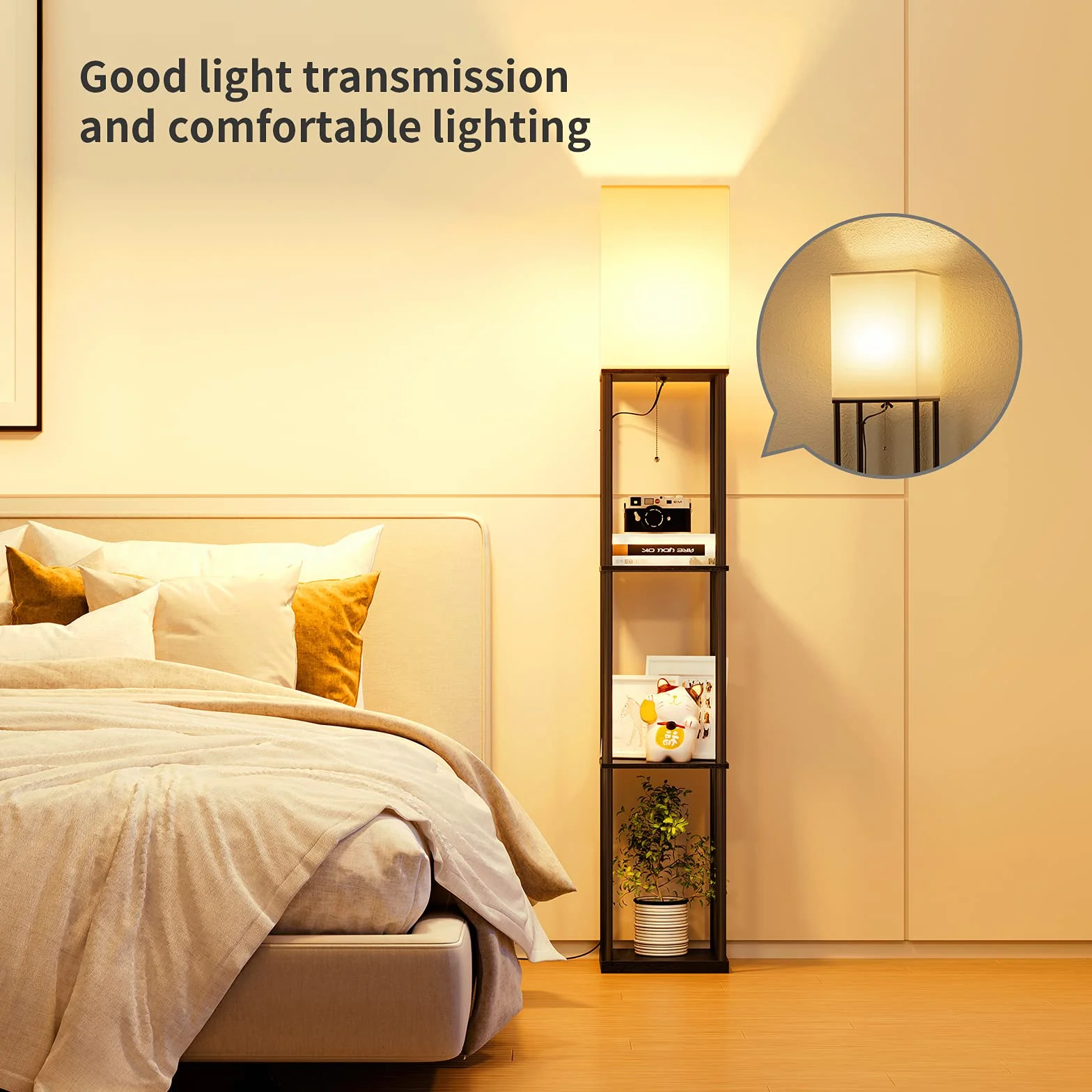 SUNMORY Lampa stojąca, 3 temperatury barwowe, z żarówką Led, dekoracja stojąca do salonu, sypialni, gabinetu, biura, czarna lampa podłogowa