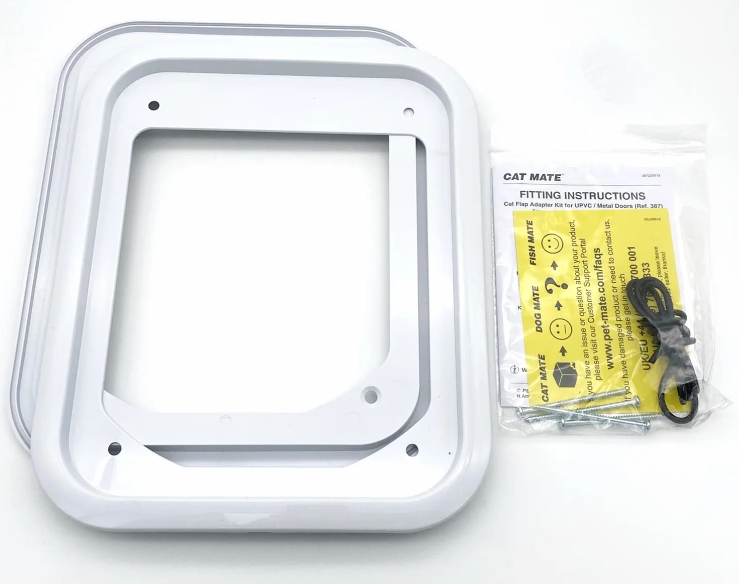 Cat Mate Zestaw adapterów z klapą kotów do drzwi UPVC/metalowych, łatwy montaż, szybka instalacja, trwały, wygodny - biały