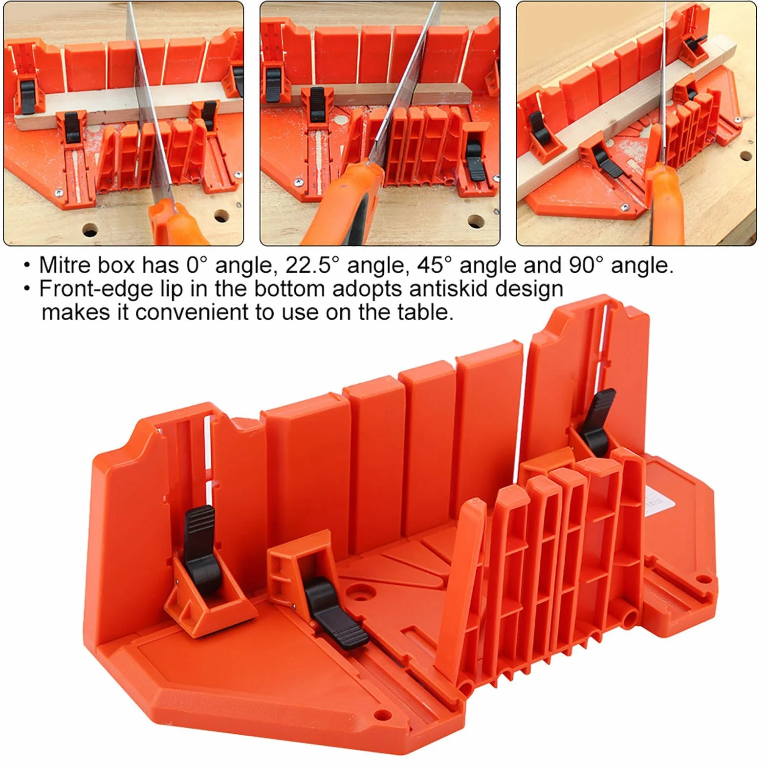 Skrzynka uciosowa z piłą i szczypcami do przycinania drewna – plastikowa skrzynka do cięcia, 35,5 x 11 x 15 cm, narzędzie ogrodnicze i DIY