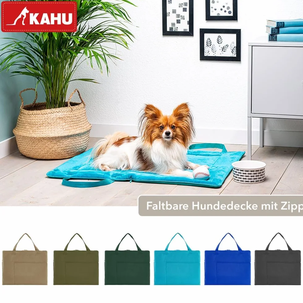KAHU® Składana Mata dla Psa w Podróży Jako Torba (60 x 80 cm) • Przenośny Koc • Legowisko do Zabrania Ze Sobą • Nadaje Się Jako Torba do Noszenia