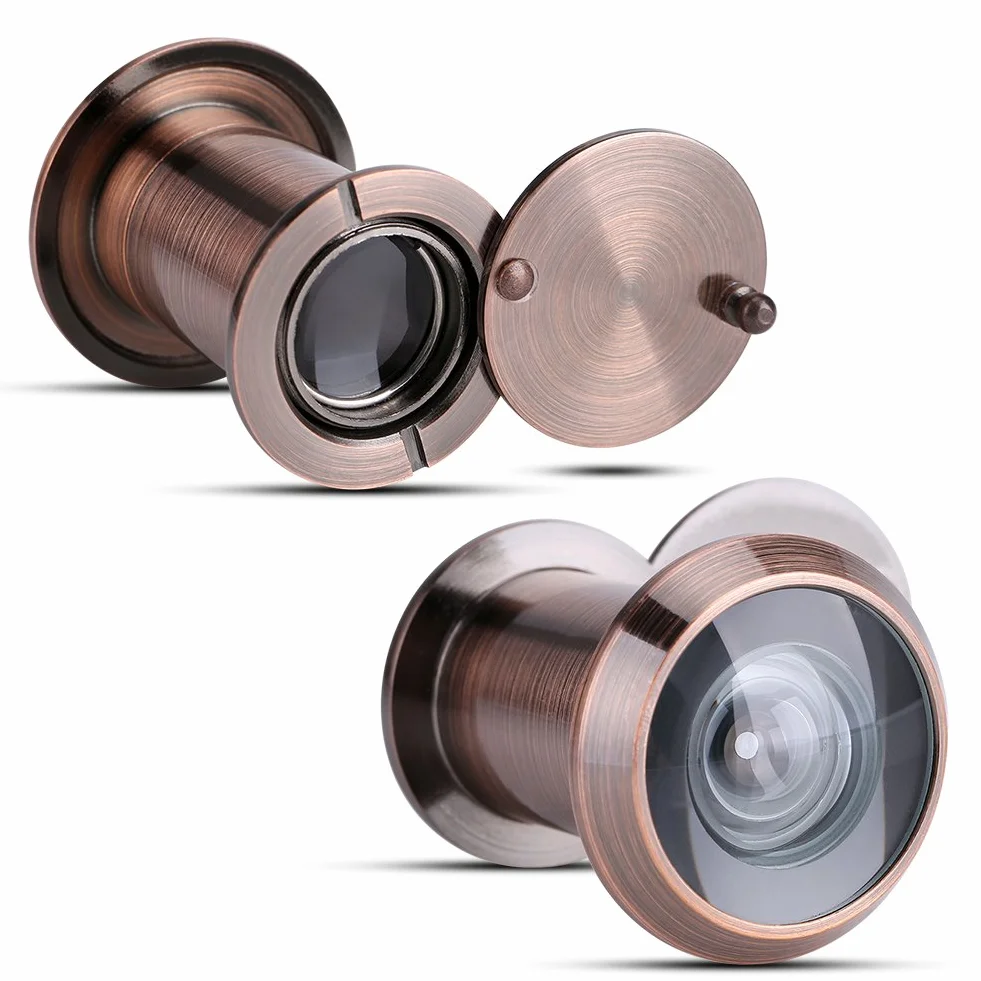 22mm220 Stopni Szerokokątny Wizjer do Drzwi, Szkło Optyczne Bezpieczeństwa w Domu i Materiał Mosiężny, Odpowiedni do Drzwi o Grubości 35~60mm Mm, Akcesoria do Drzwi(Czerwony Brąz)