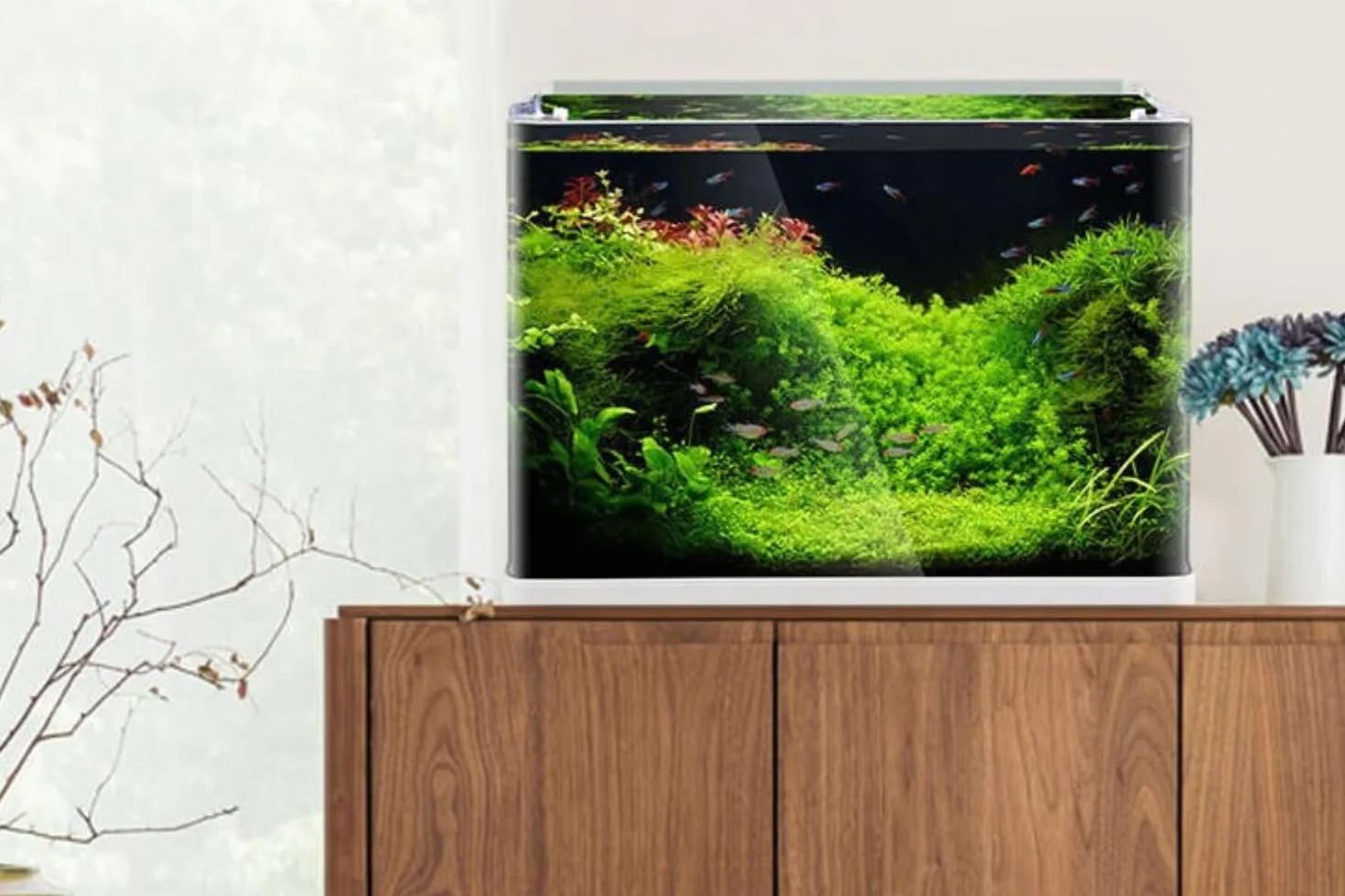 Aquariumline otwarte akwarium ze szkła, ekstra klarowne szkło panoramiczne, 55 l, 60 x 30 x 33,5 cm