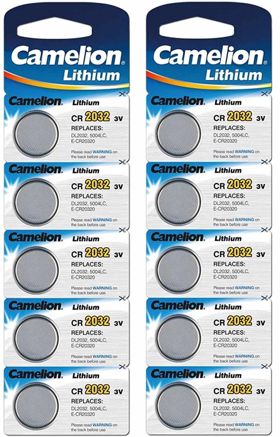 Camelion 10-pak litowych ogniw guzikowych 3 V, DL2032/5004LC CR2032