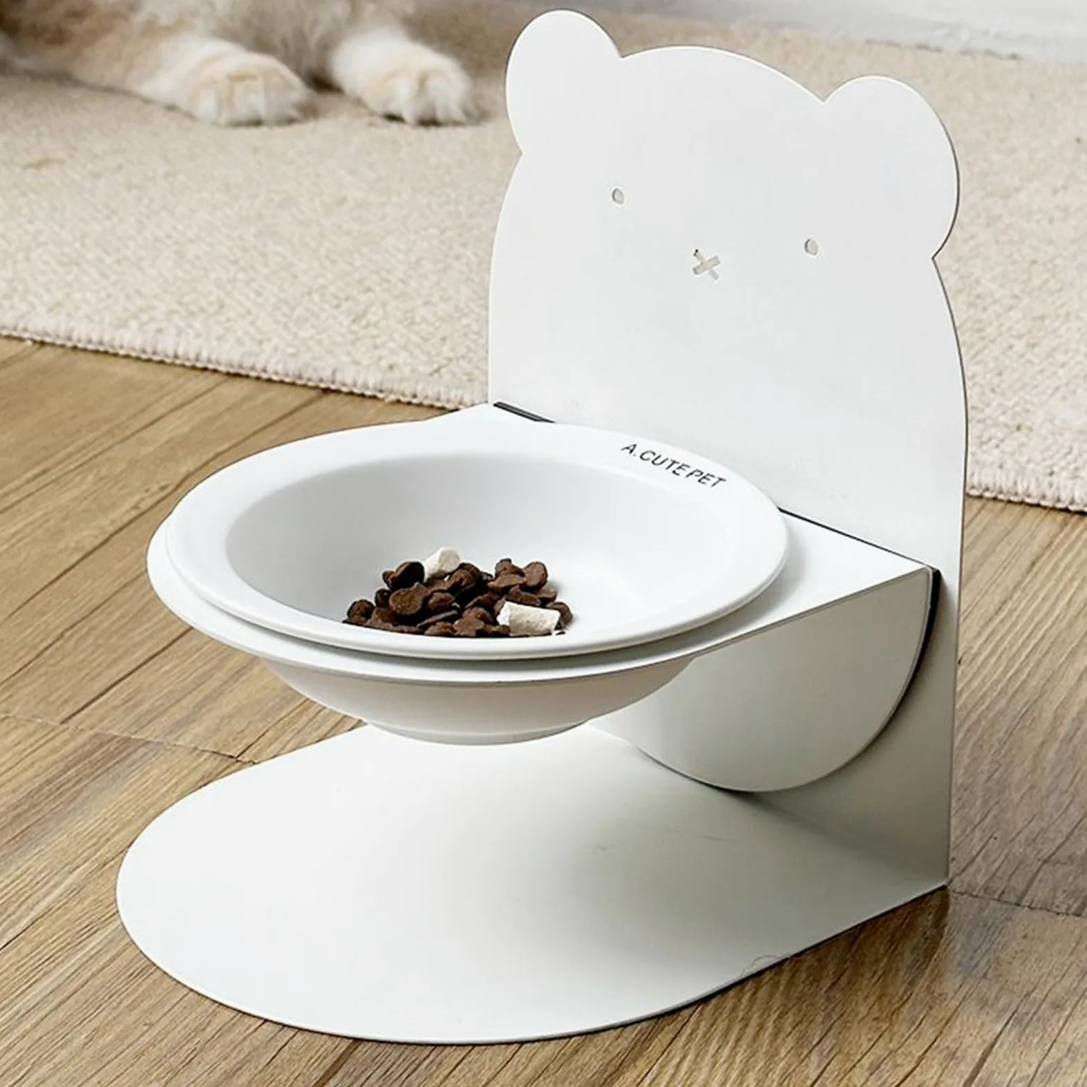Tilted Puppy Bowl - Easy Clean Cat Dish Bowls | 7.48x6.3x6.3inch Pet Ceramic Bowl for Pets Feeding Mealtime, Ceramic Cats Food Bowls, Dog Food Feeder, Pet Feeder Dish for Proper Mealtime Habits
