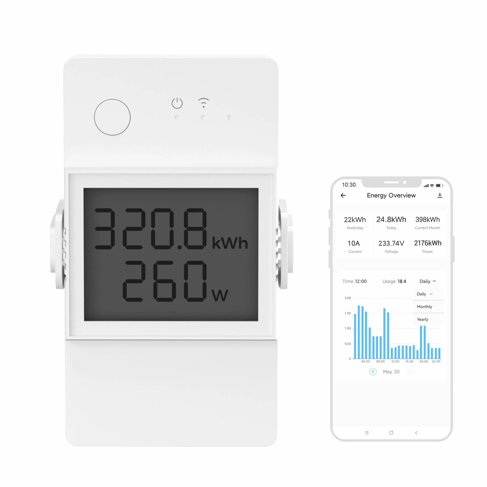 Inteligentny przełącznik SONOFF POW320D Elite z miernikiem mocy, inteligentny przełącznik WiFi 20A Cyfrowy licznik energii LCD