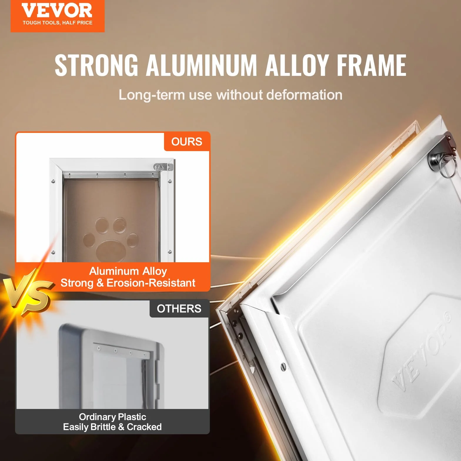 VEVOR Drzwi dla zwierząt domowych, aluminiowa rama 423 x 697 mm z systemem blokady drzwi, odporne na warunki atmosferyczne drzwi dla zwierząt domowych dla kotów, pieska, biały rozmiar XL