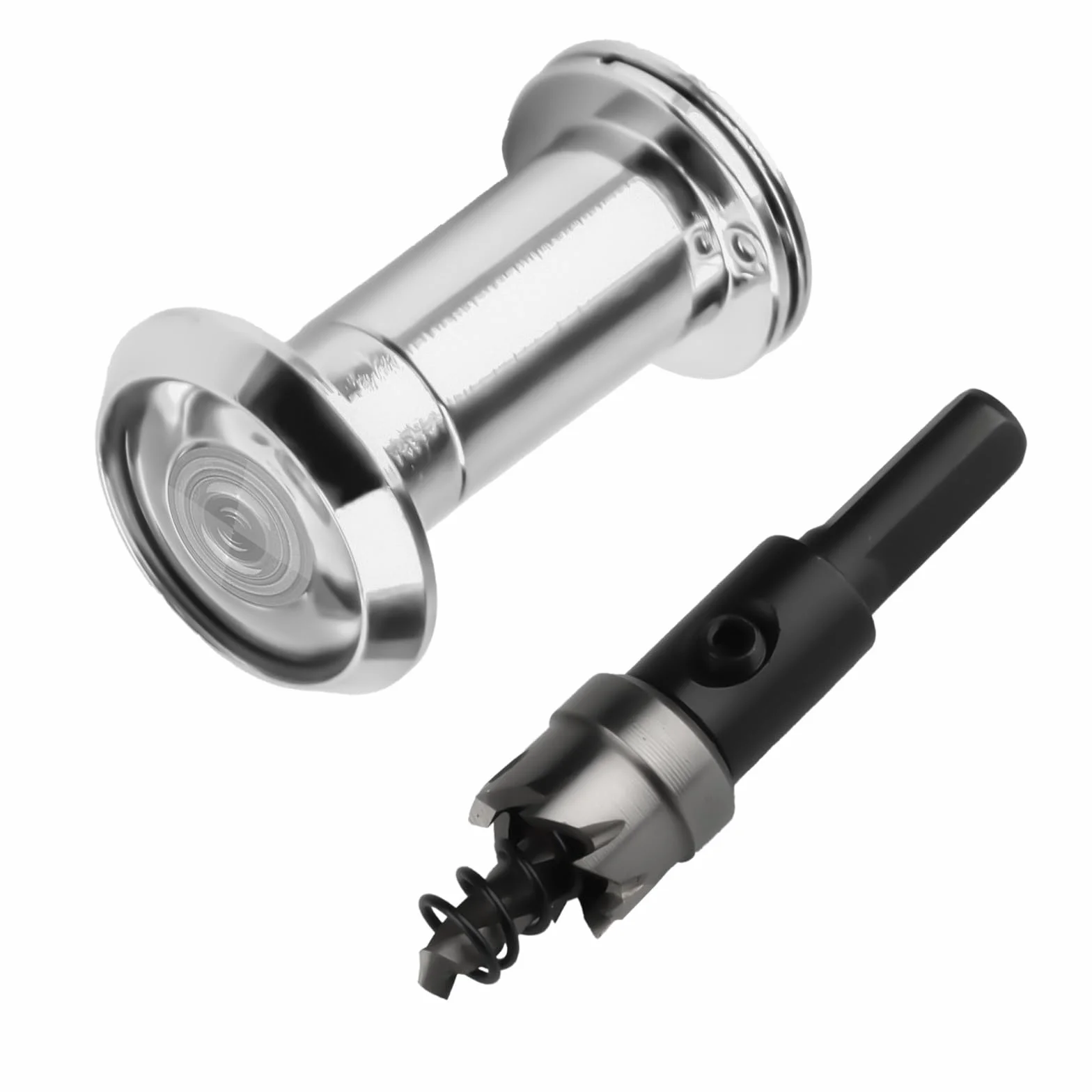 Wizjer do drzwi z ochroną przed wzrokiem, szerokokątne 180°, optyczne soczewki szklane, otwór szpiegowski Ø 14 mm, regulowana długość, do drzwi 35-60 mm, z 1 wiertłem