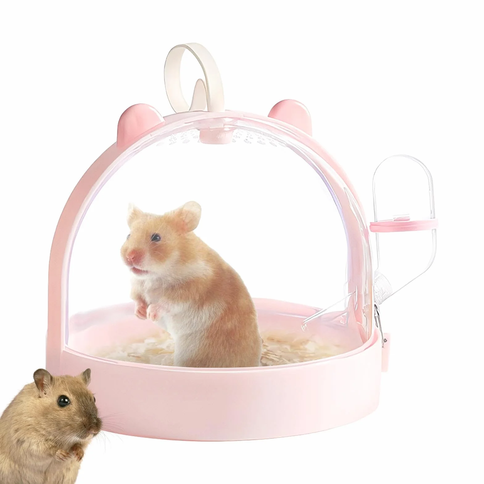 Hamster Carrier Cage, Dwarf Hamster Carrier, ma?y no?nik zwierz?t, klatka zewn?trzna Hamster, przeno?ny ma?y no?nik zwierz?t z otworami wentylacyjnymi i wbudowan? butelk? wod? i inne ma?e zwierz?ta