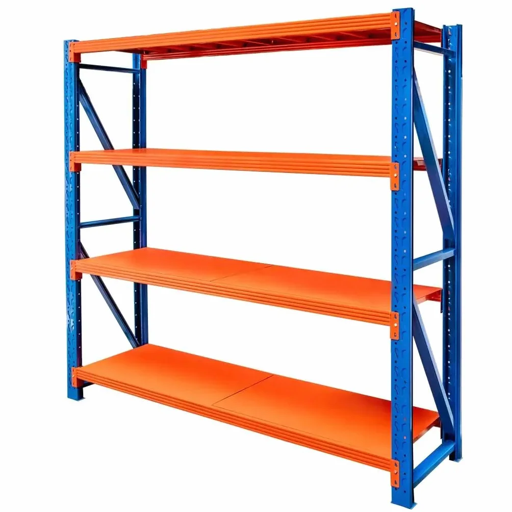 Mega-M Regał METALOWY magazynowy warsztatowy 4-PÓŁKOWY | Fortis Light | 800KG | moduł bazowy |200x200x50 cm