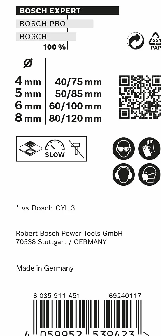 Bosch 4x Zestawy wierteł wielozadaniowych EXPERT CYL-9 MultiConstruction (do Beton, Miękkie płytki, Ø 4-8 mm, Professional Akcesoria Wiertarki/wkrętarki udarowe, Wiertarki/Wkrętarki)