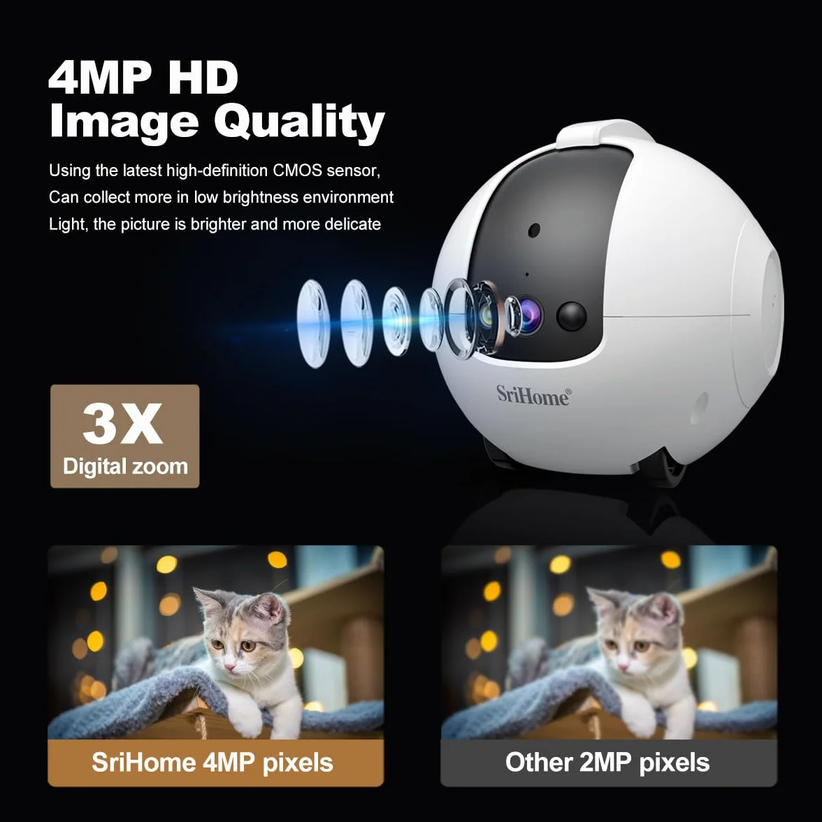 OBA Robot kamera AI 360 stopni dla zwierząt domowych: 4 MP QHD, bateria 10000 mAh DH013 Rec MicroSd
