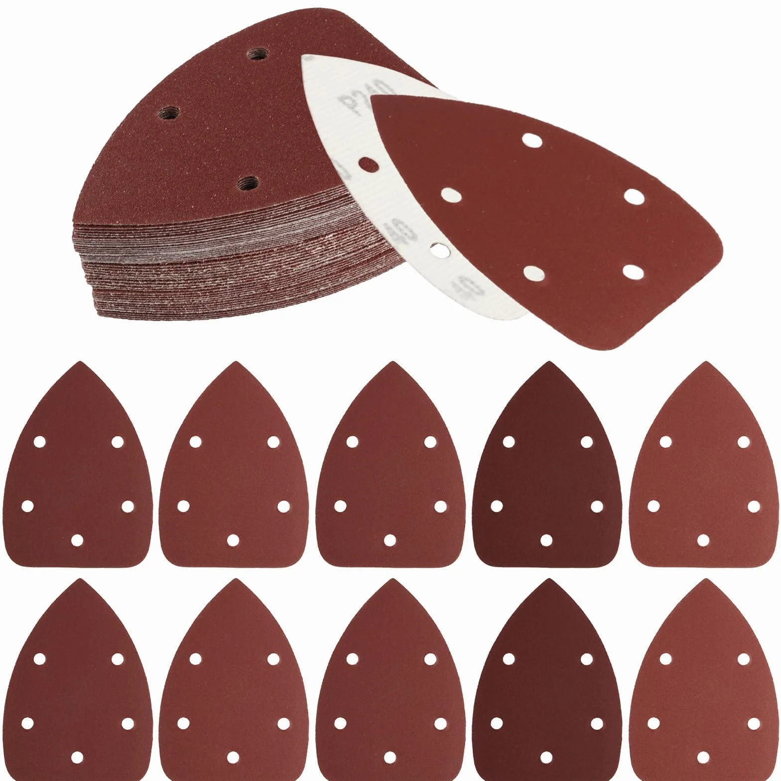 60 papier ścierny, trójkątne szlifierki, na rzep, zestaw 5-otworowych trójkątnych podkładek szlifierskich, ziarnistość 40, 80, 120, 180, 240, 320, arkusze szlifierskie, do szlifierek Delta