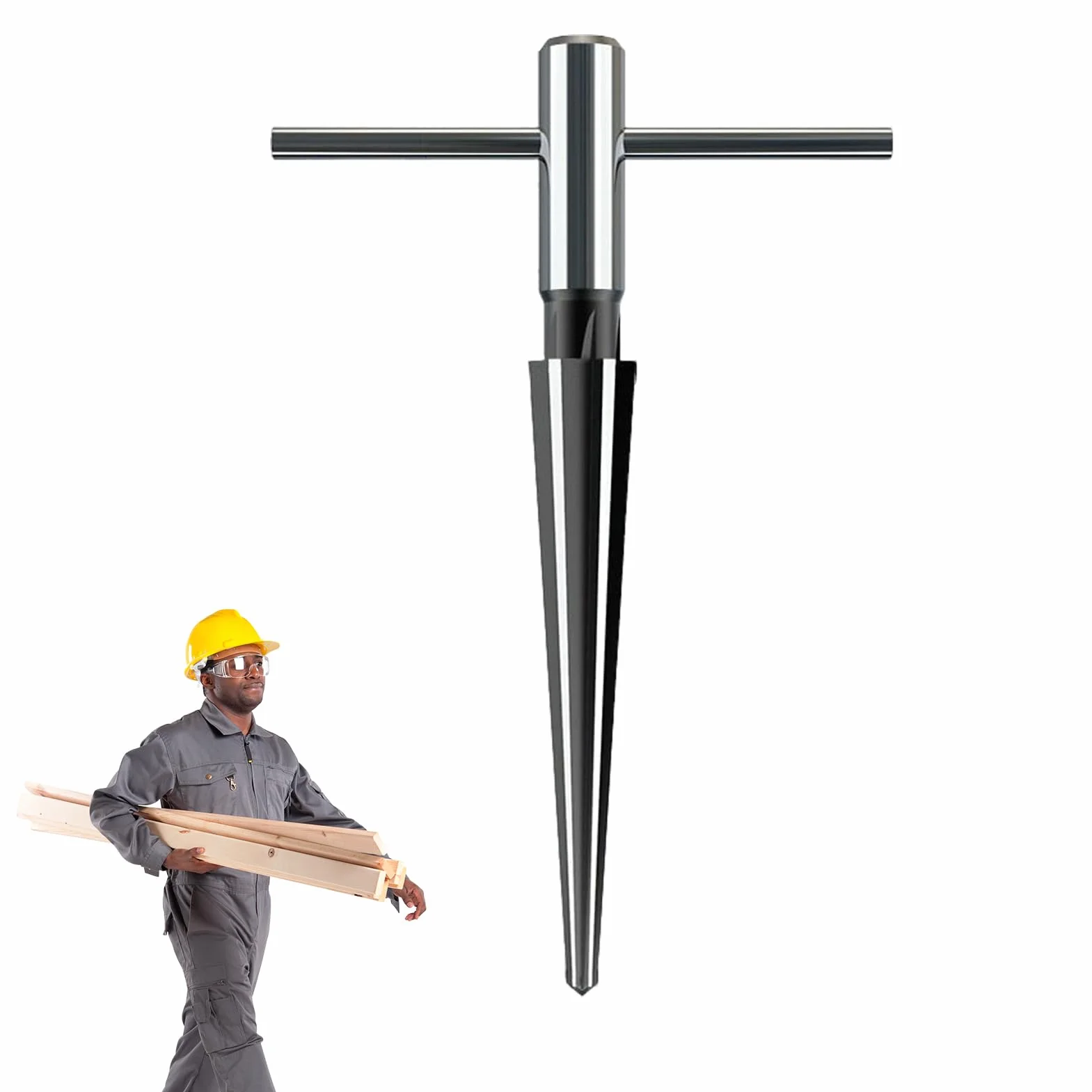 T Handle Tapered Reamer for Metal Wood Hole Reaming Tool Precision Hand Reamer