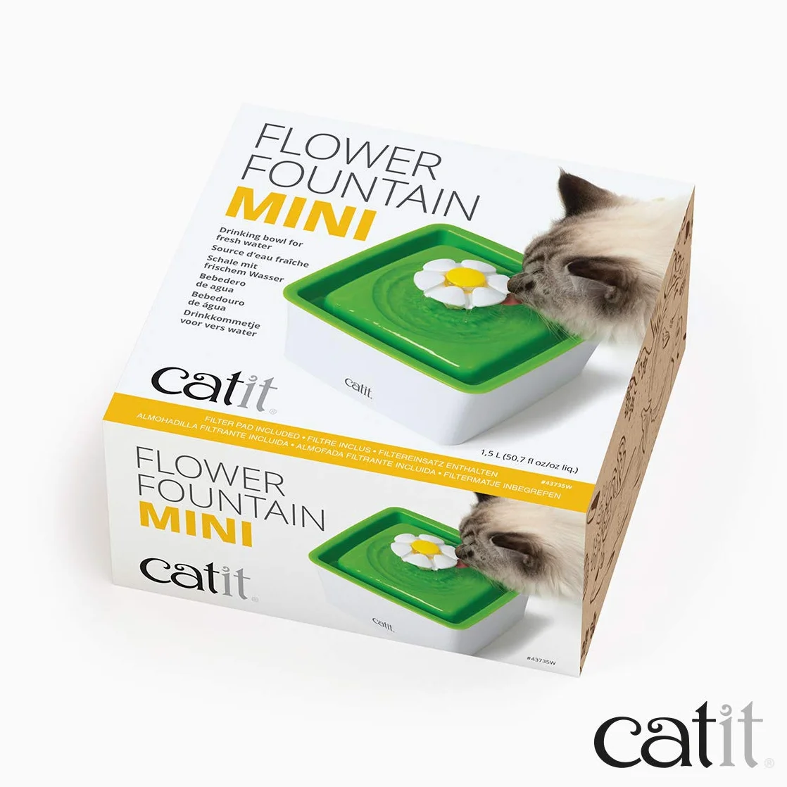 Catit 43735W Piodło Fontanna Dla Kota, 1,5 l, Biały/Zielony